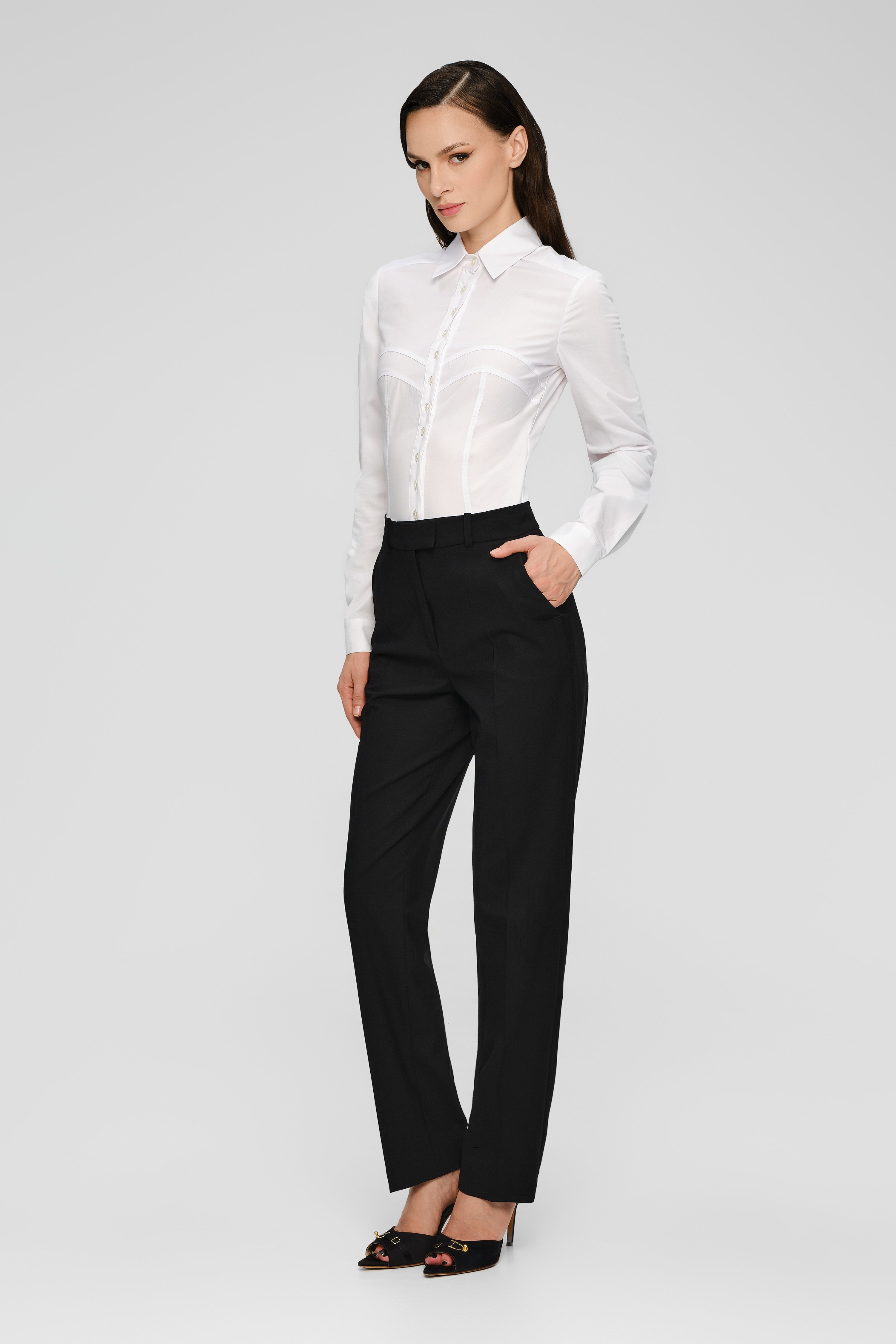 Pantaloni clasici negri cu buzunare Formal
