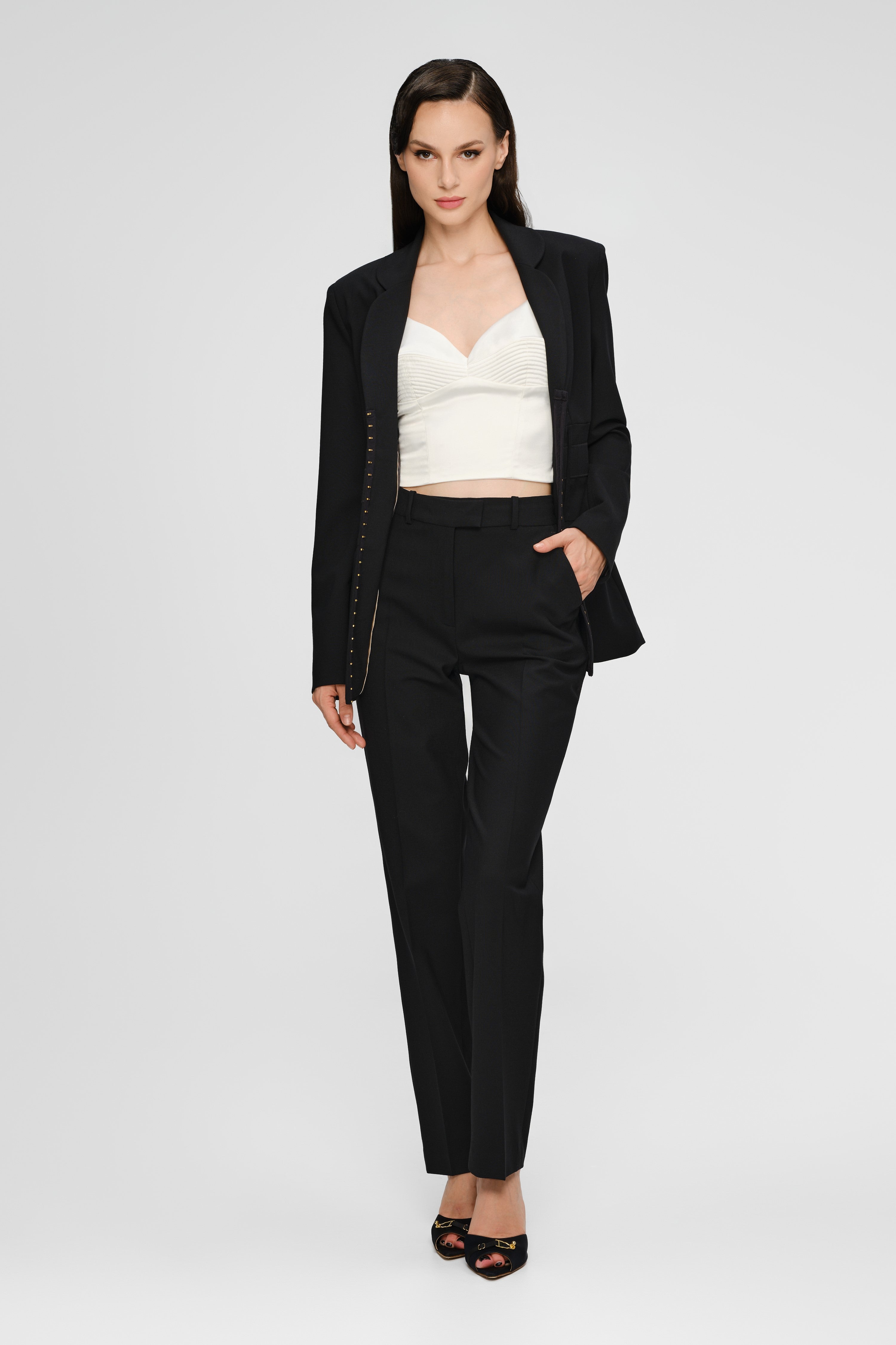 Pantaloni clasici negri cu buzunare Formal