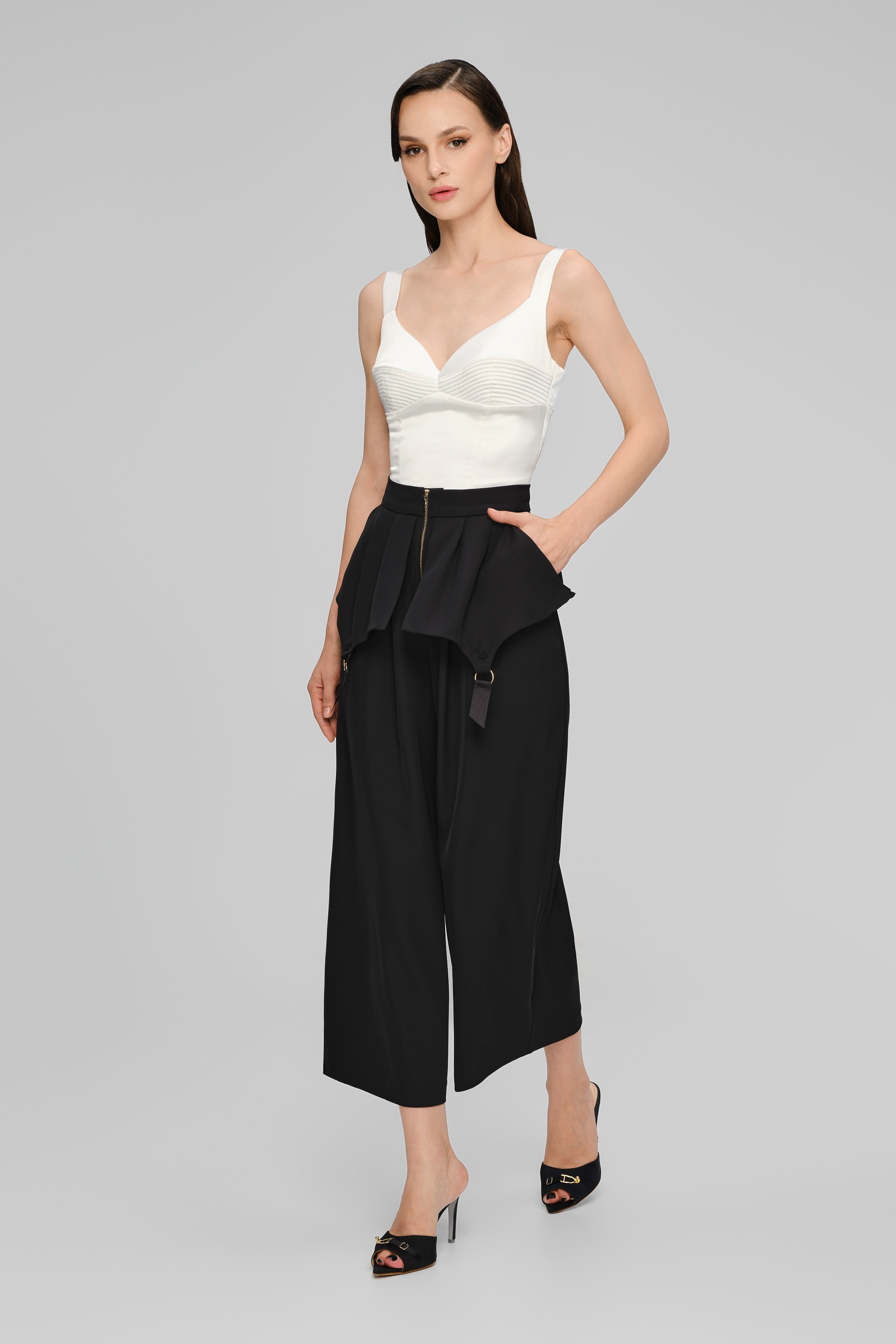 Pantaloni negri midi evazati Blaze