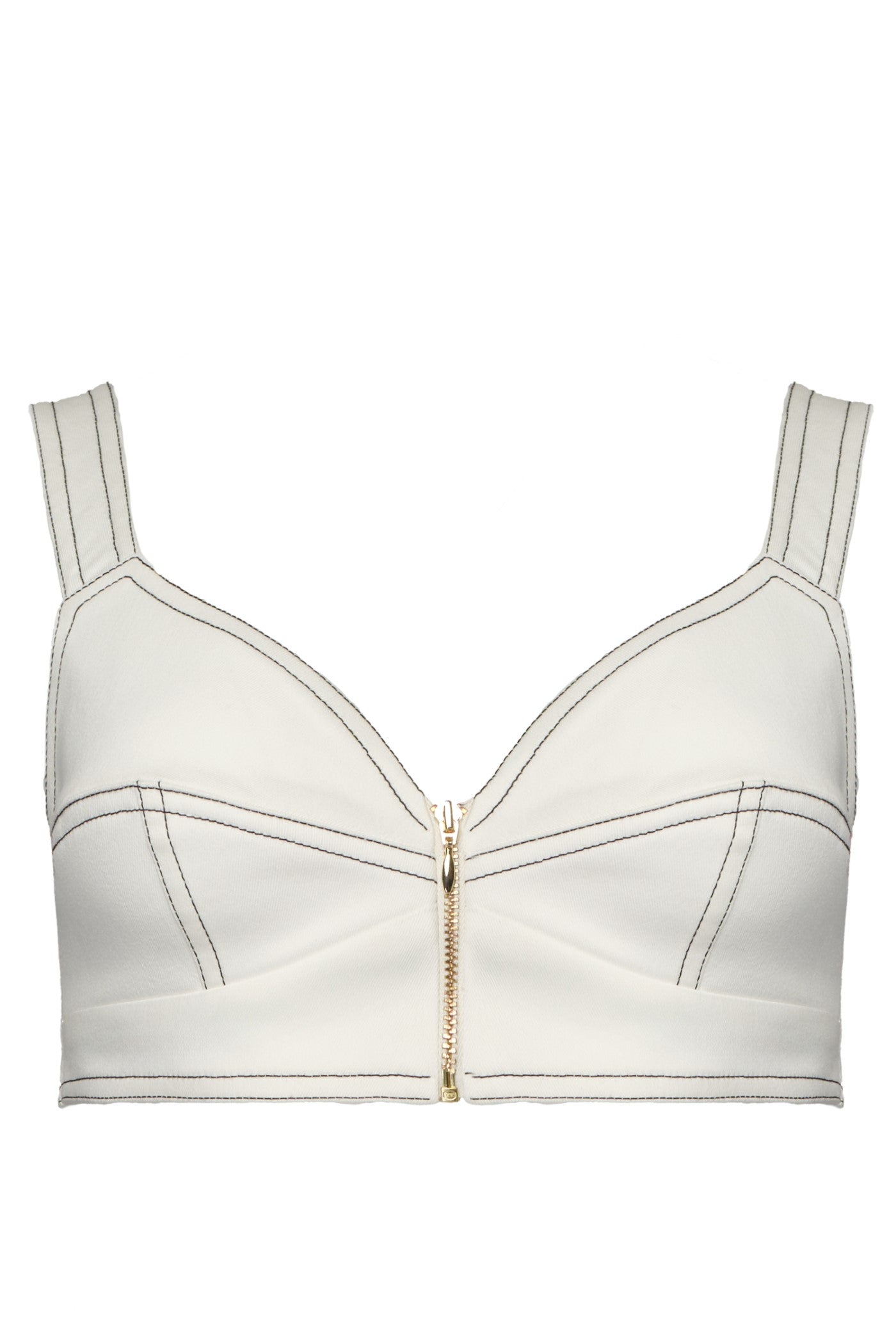 Underline Denim Bra Top White