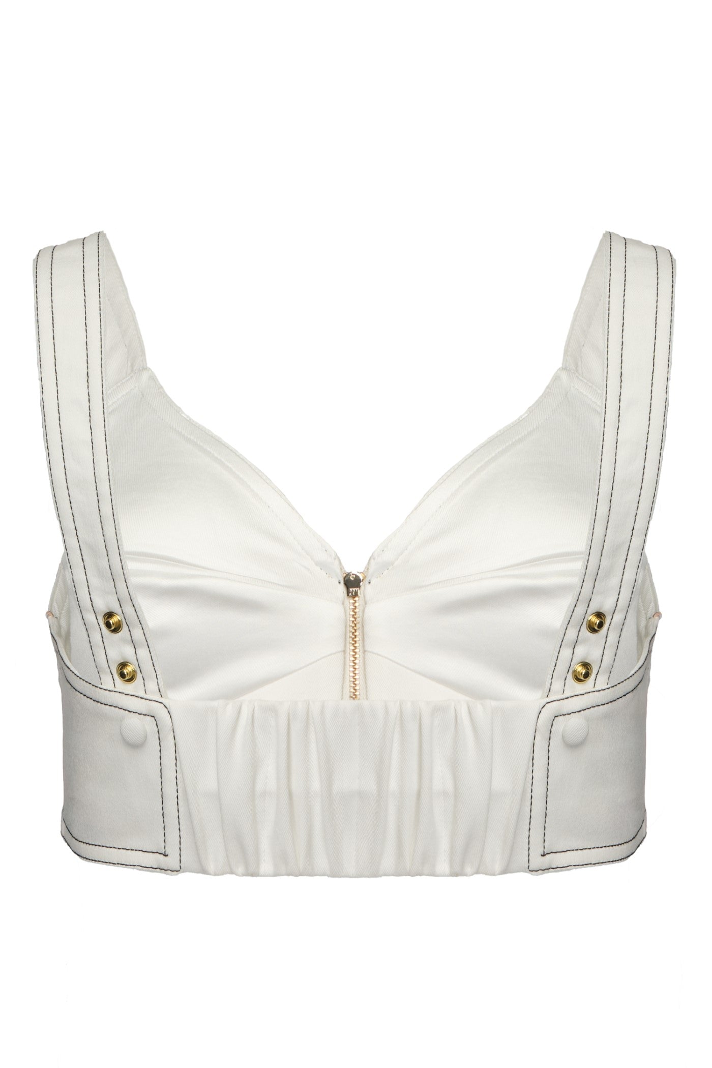 Underline Denim Bra Top White