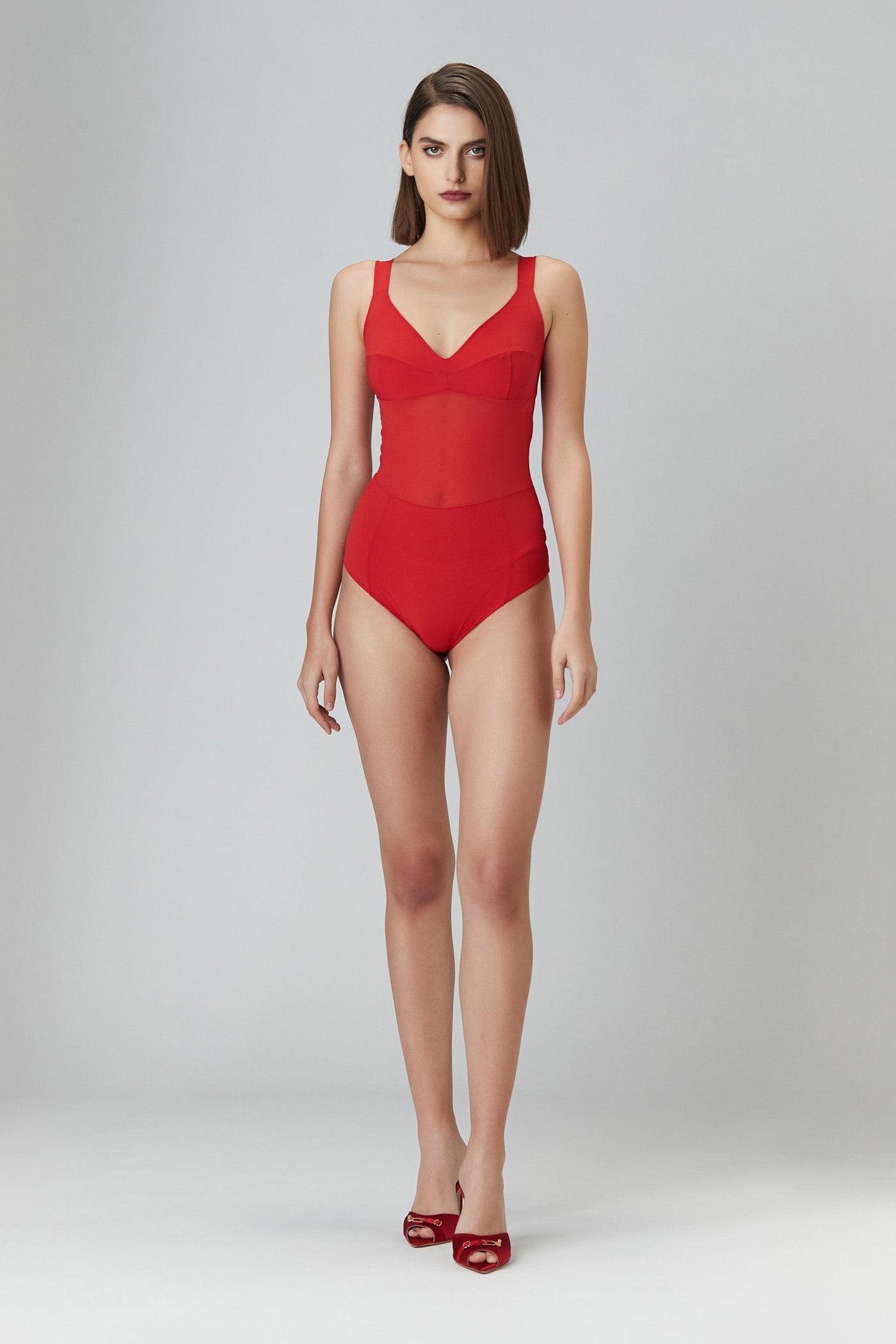 Grid Bodysuit Red