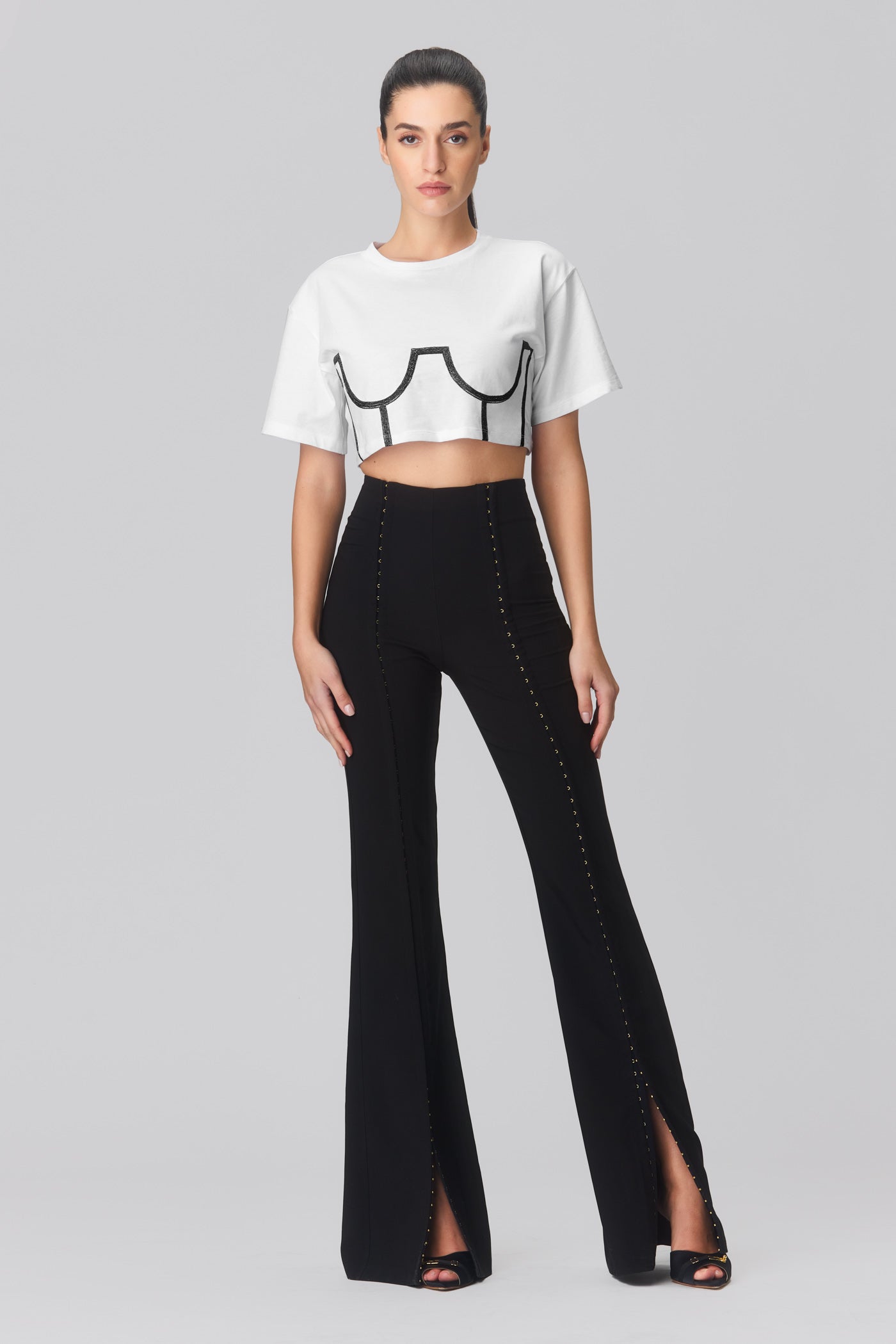 Tricou alb decupat din bumbac organic Draft