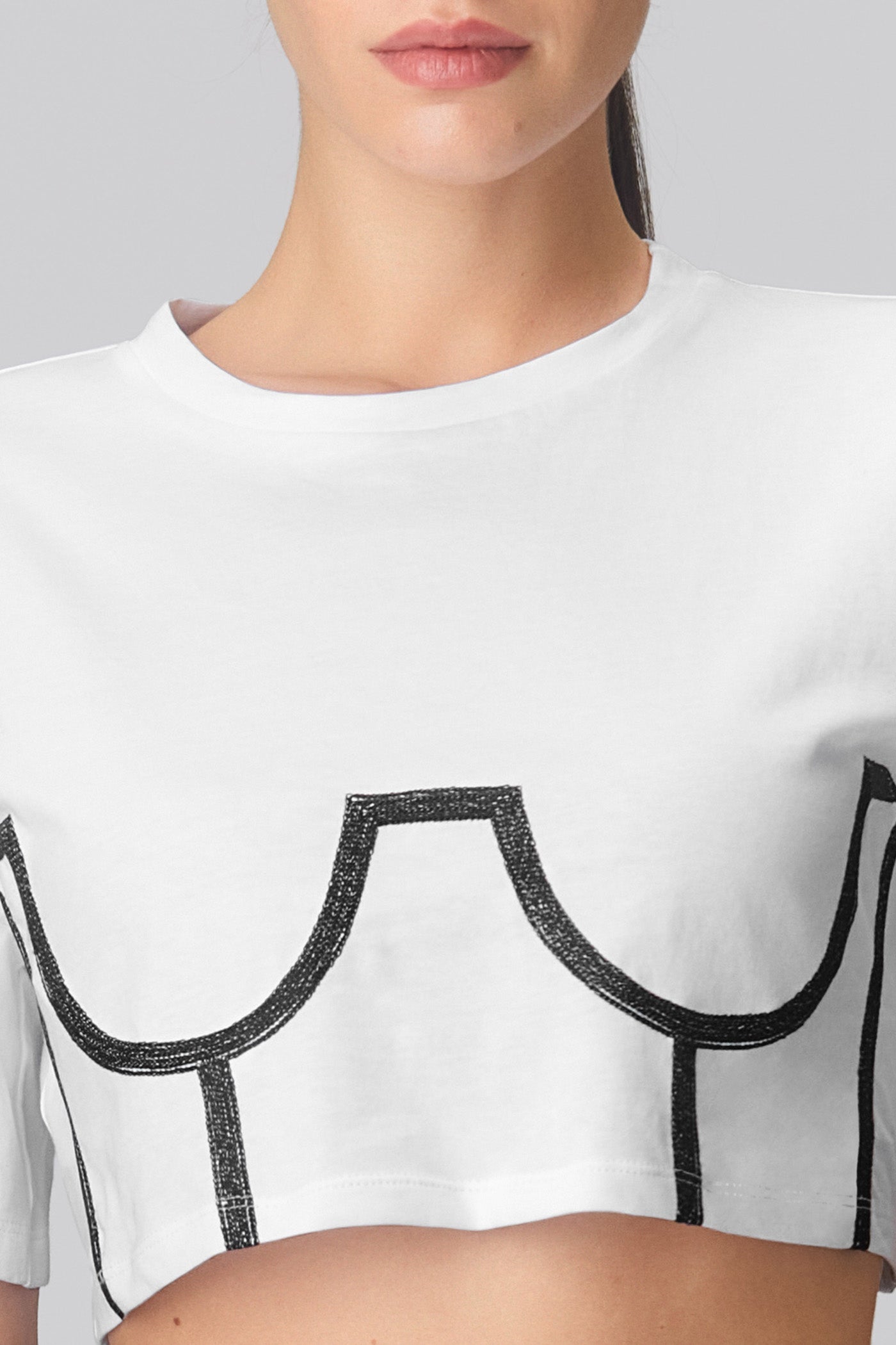 Tricou alb decupat din bumbac organic Draft