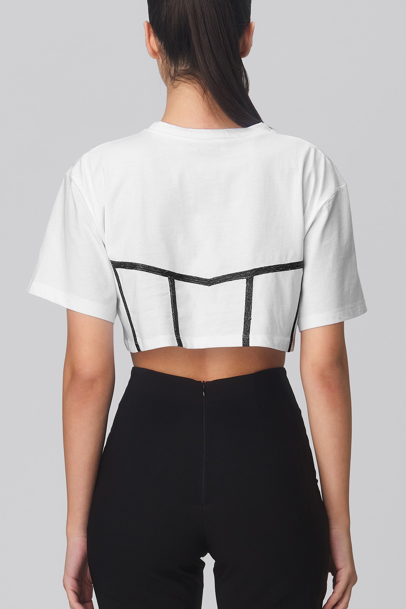 Tricou alb decupat din bumbac organic Draft
