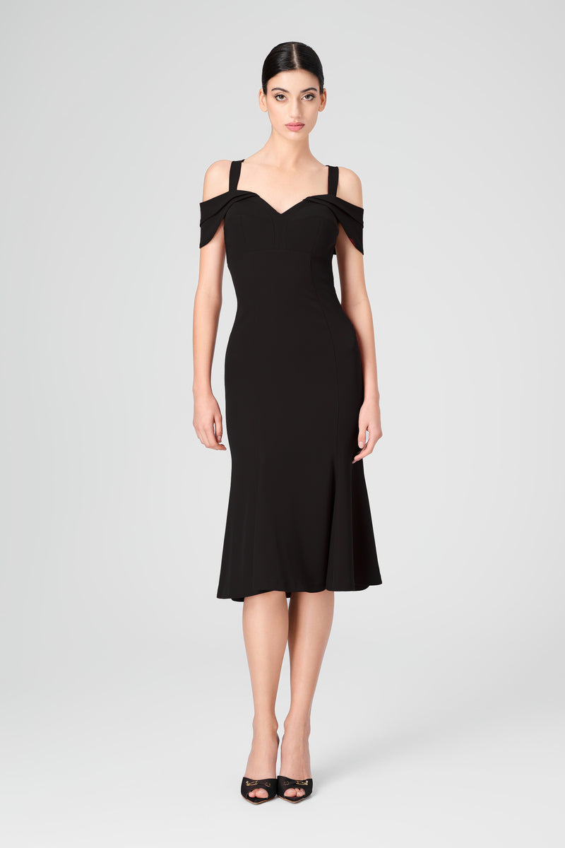Rochie neagra midi cu cupe retro Candy