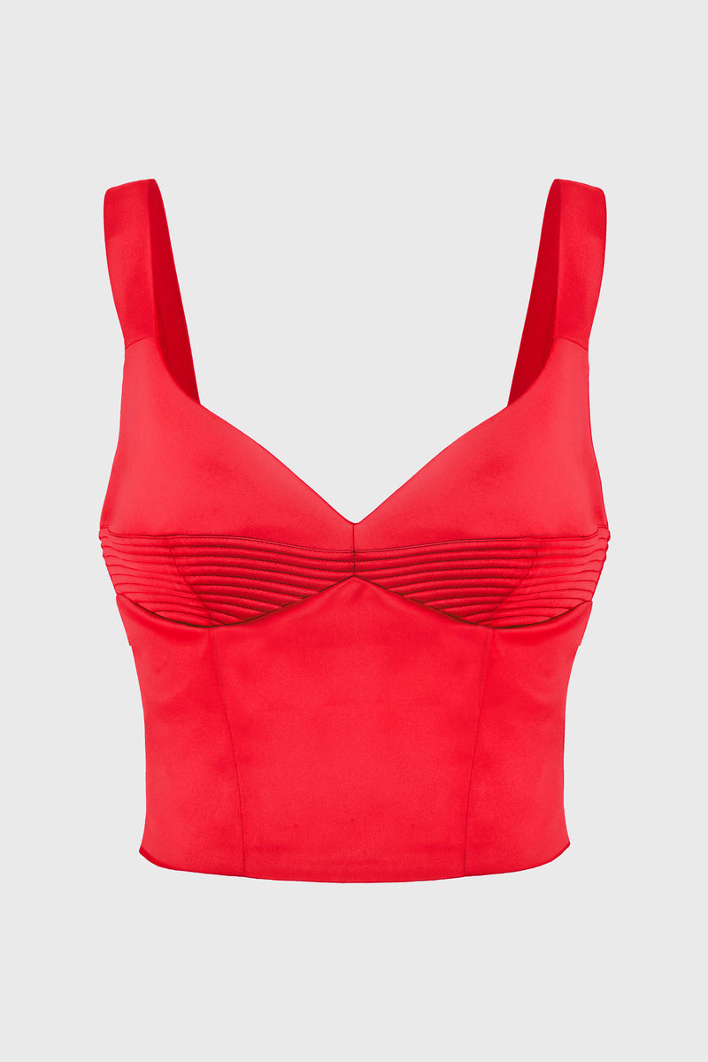 Corset rosu din satin elastic Haze