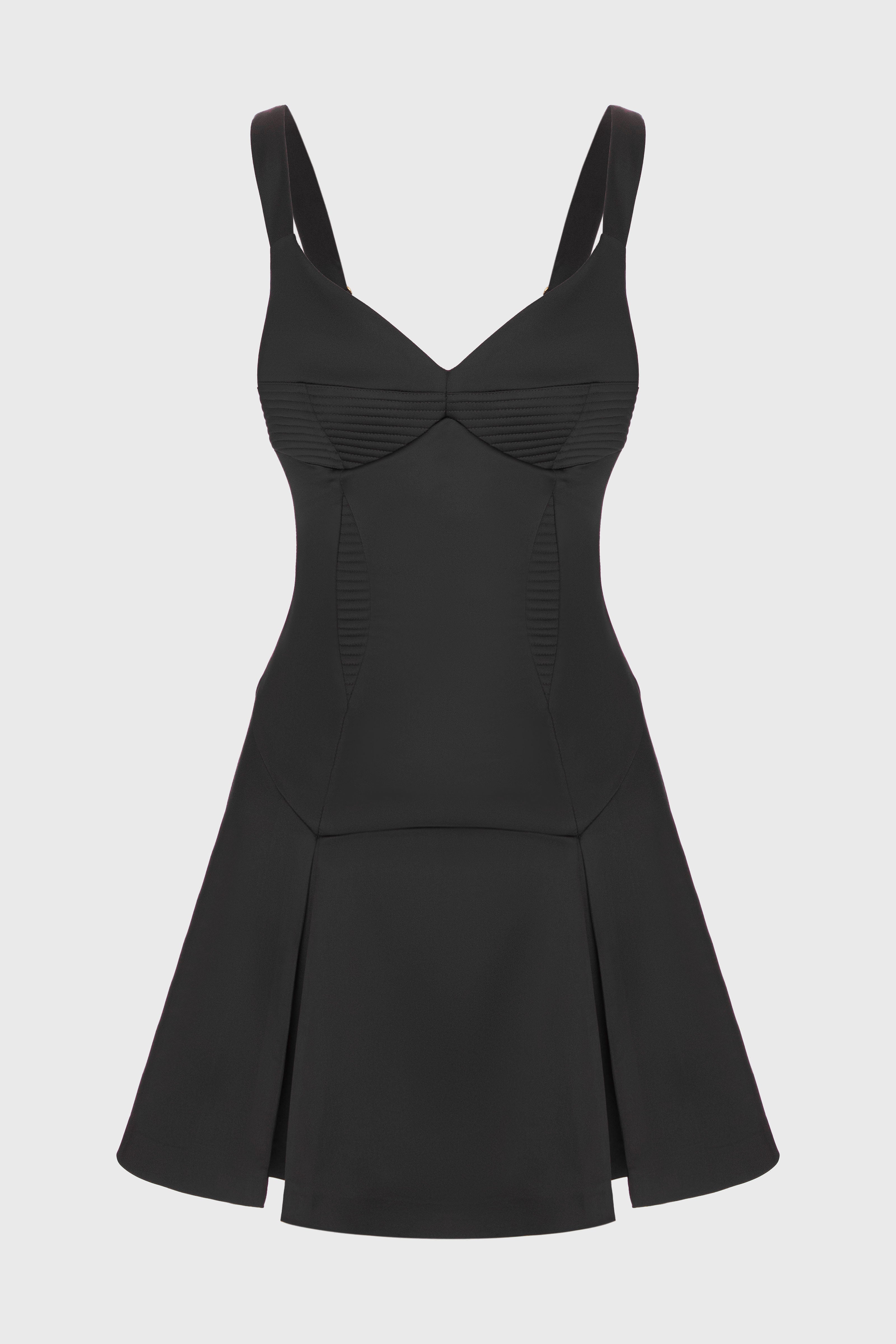 Rochie mini neagra din satin cu bretele ajustabile Haze