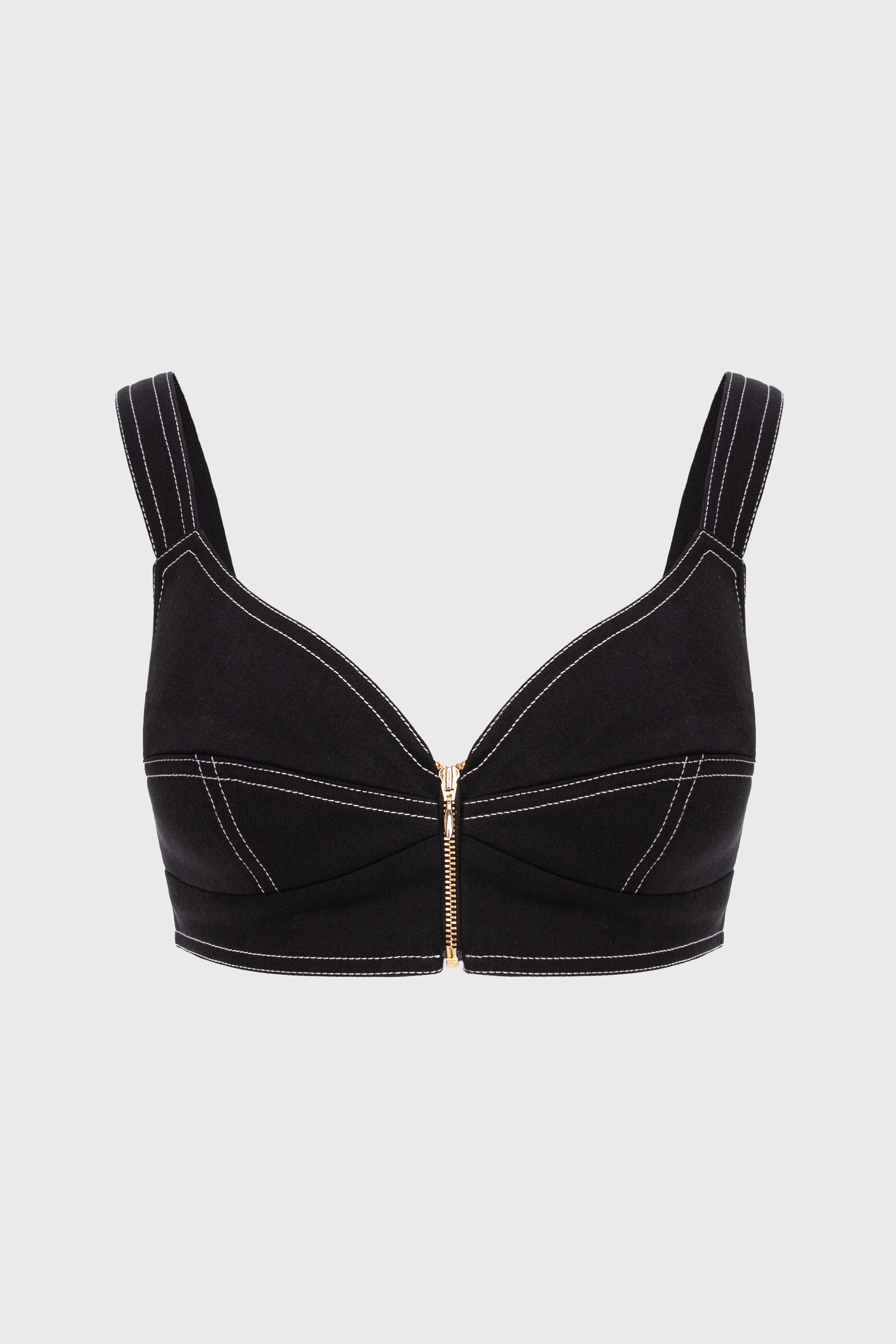 Underline Denim Bra Top Black