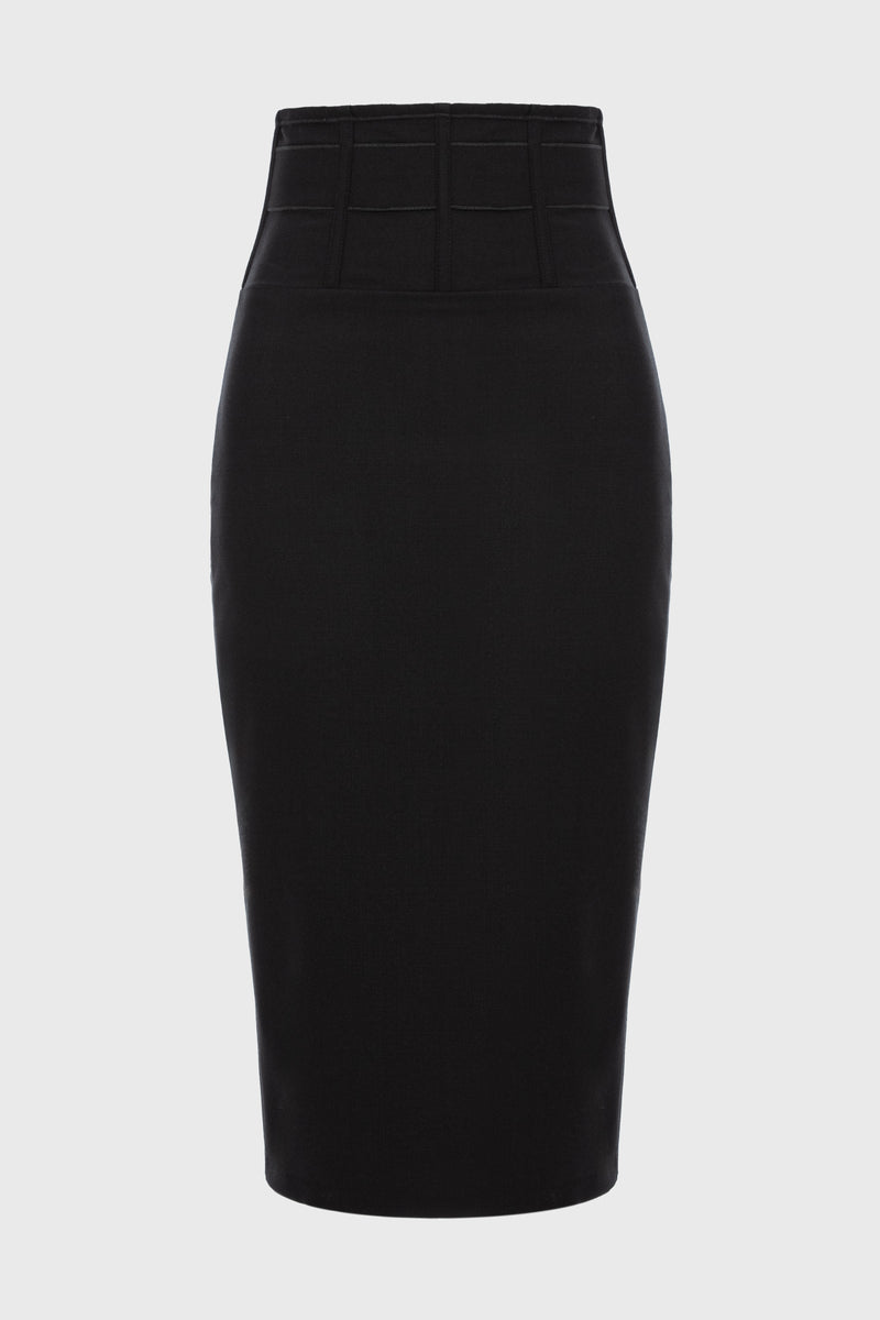 Fusta neagra midi cu talie inalta Tomboy