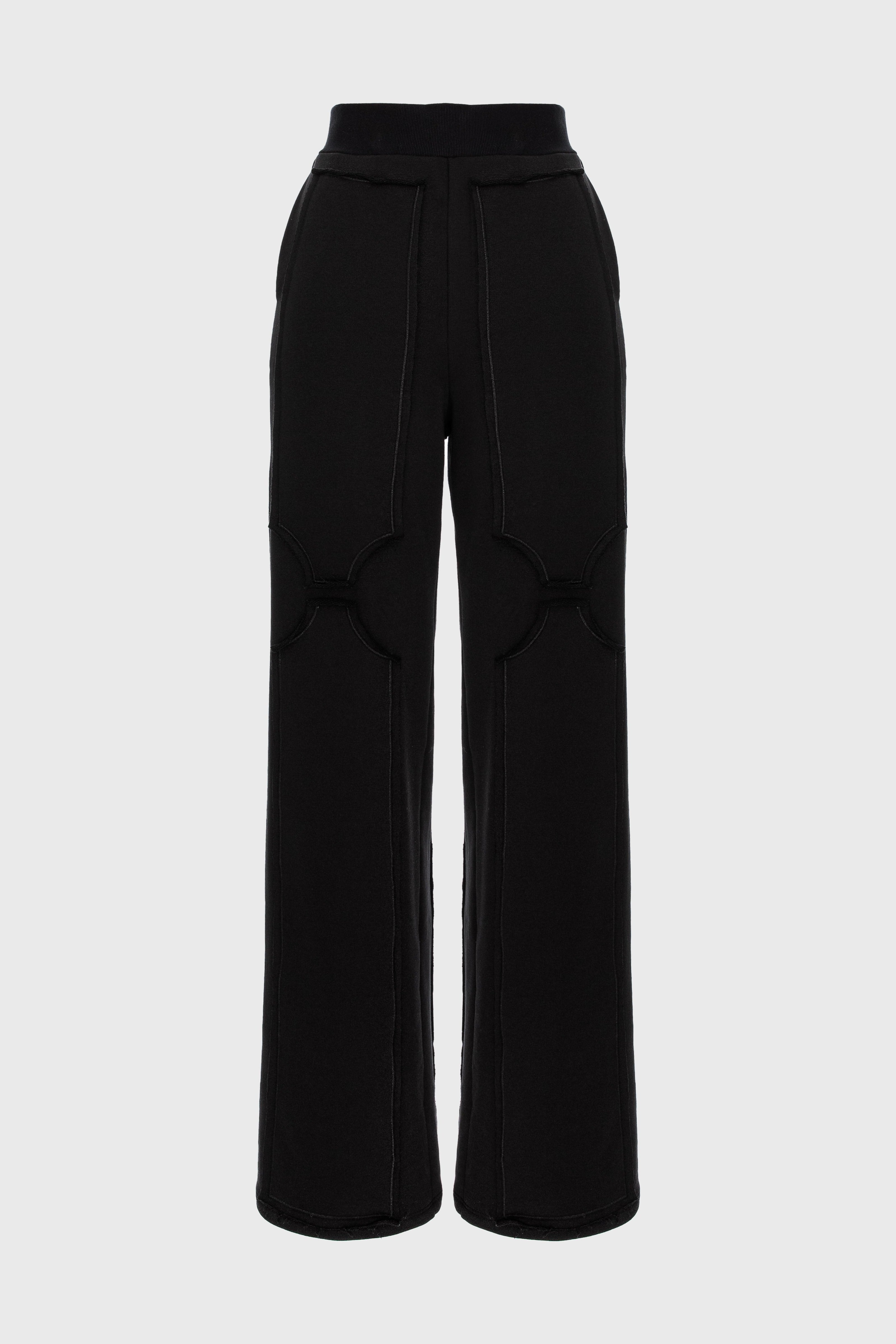 Pantaloni negri din bumbac si modal Deconstructed