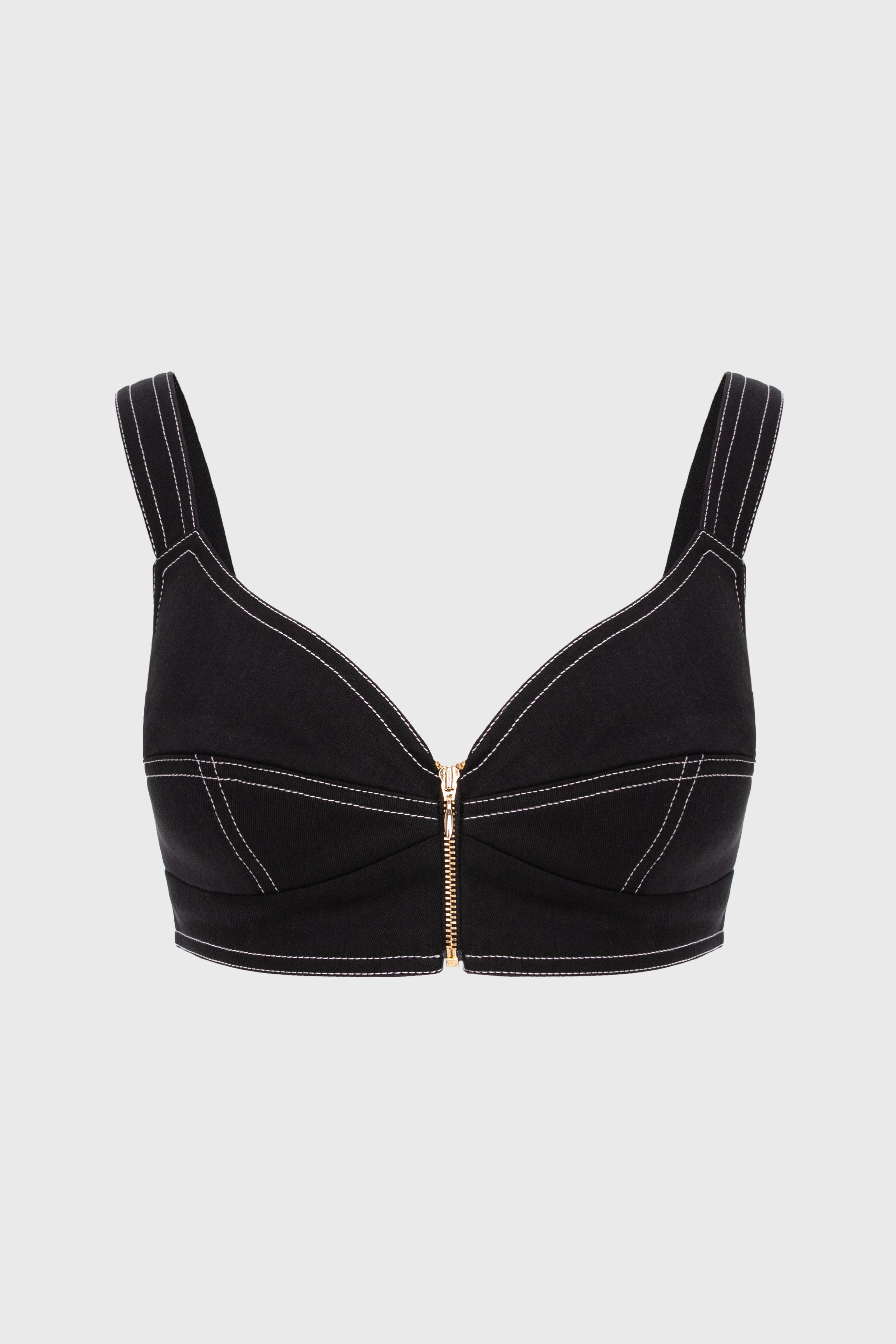 Underline Denim Bra Top Black