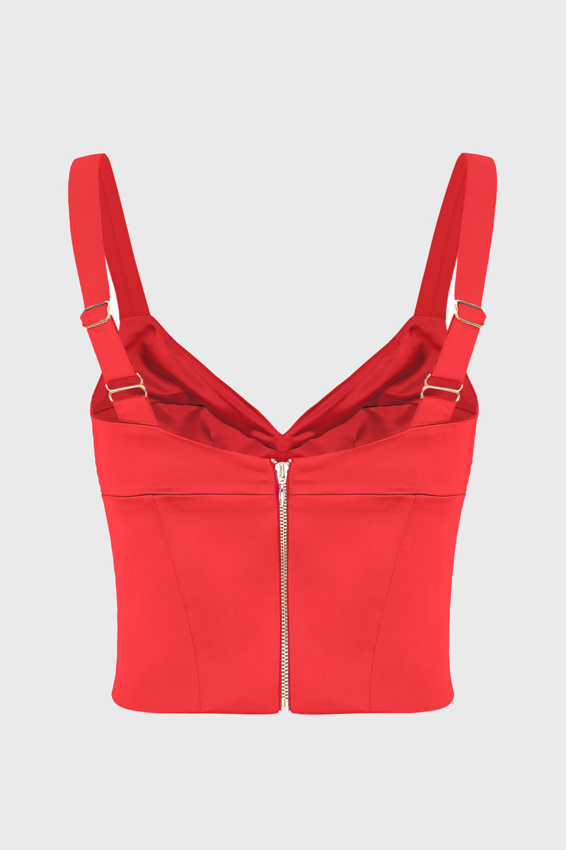 Corset rosu din satin elastic Haze