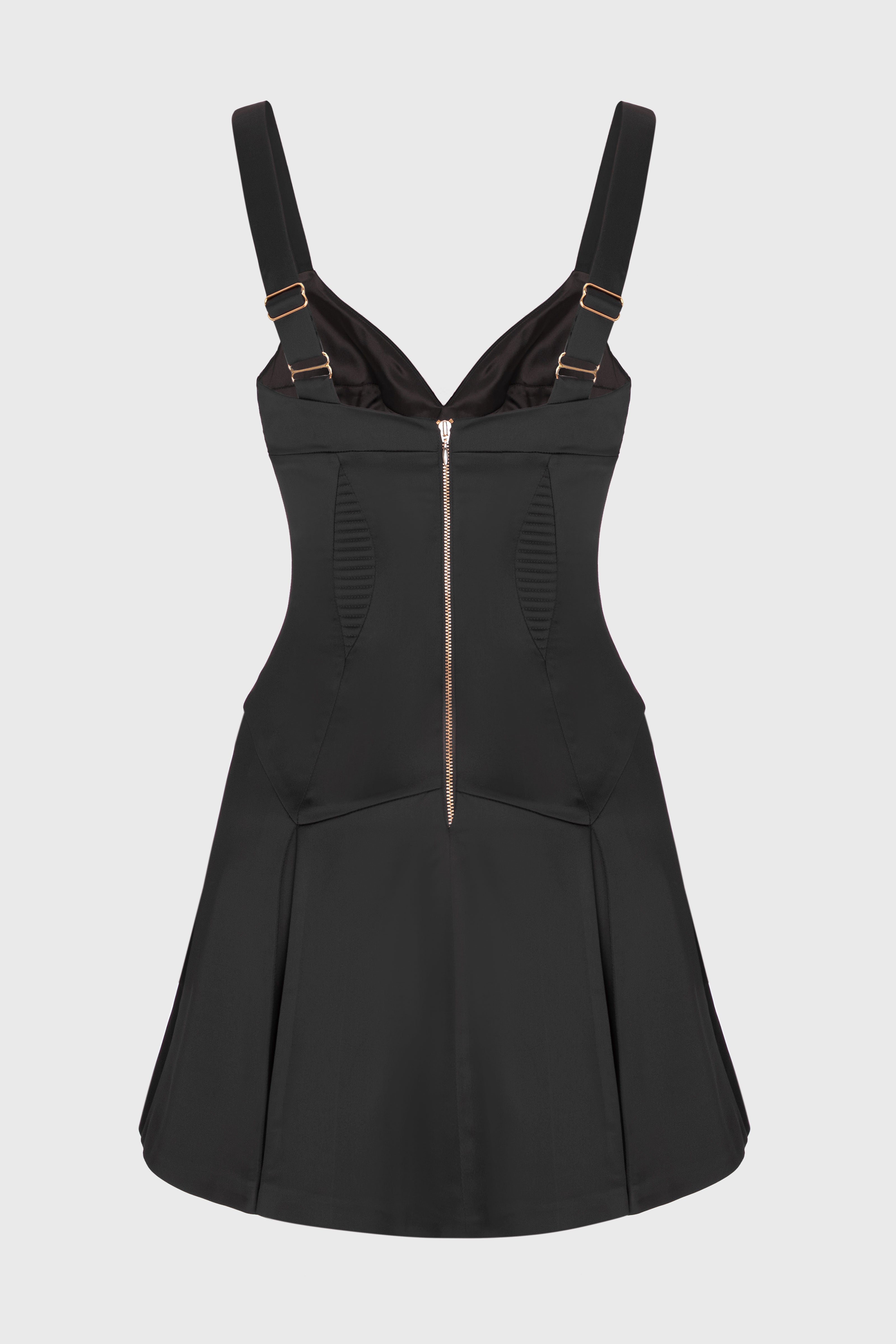 Rochie mini neagra din satin cu bretele ajustabile Haze