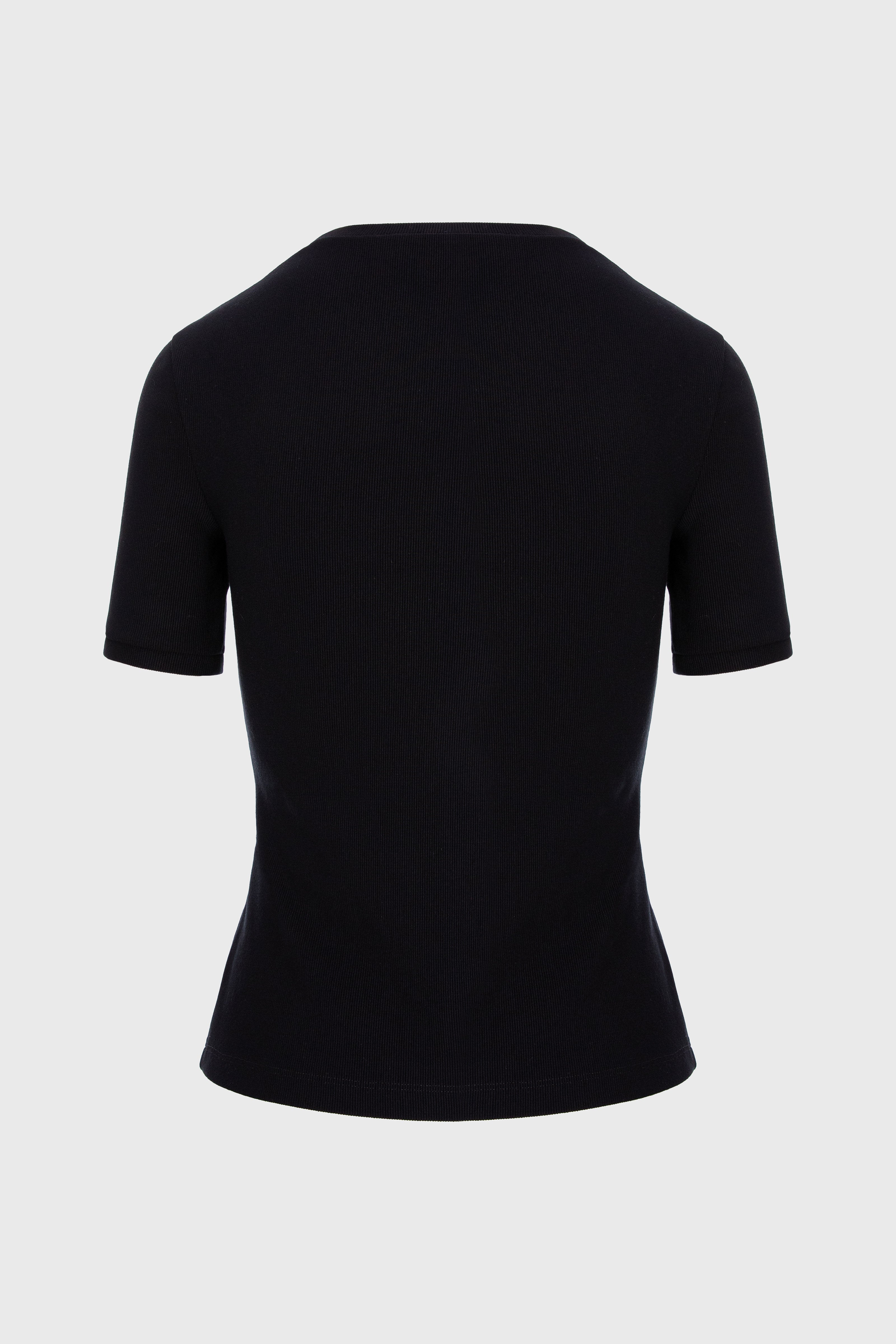 Tricou negru bumbac reiat Logo