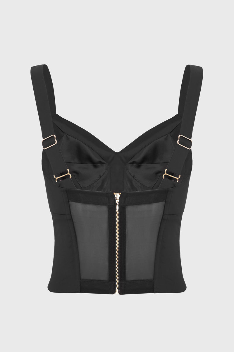 Satin Sculpt Corset Black