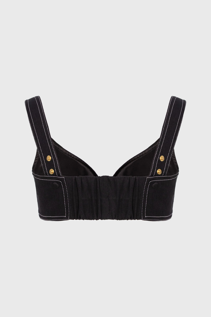 Underline Denim Bra Top Black