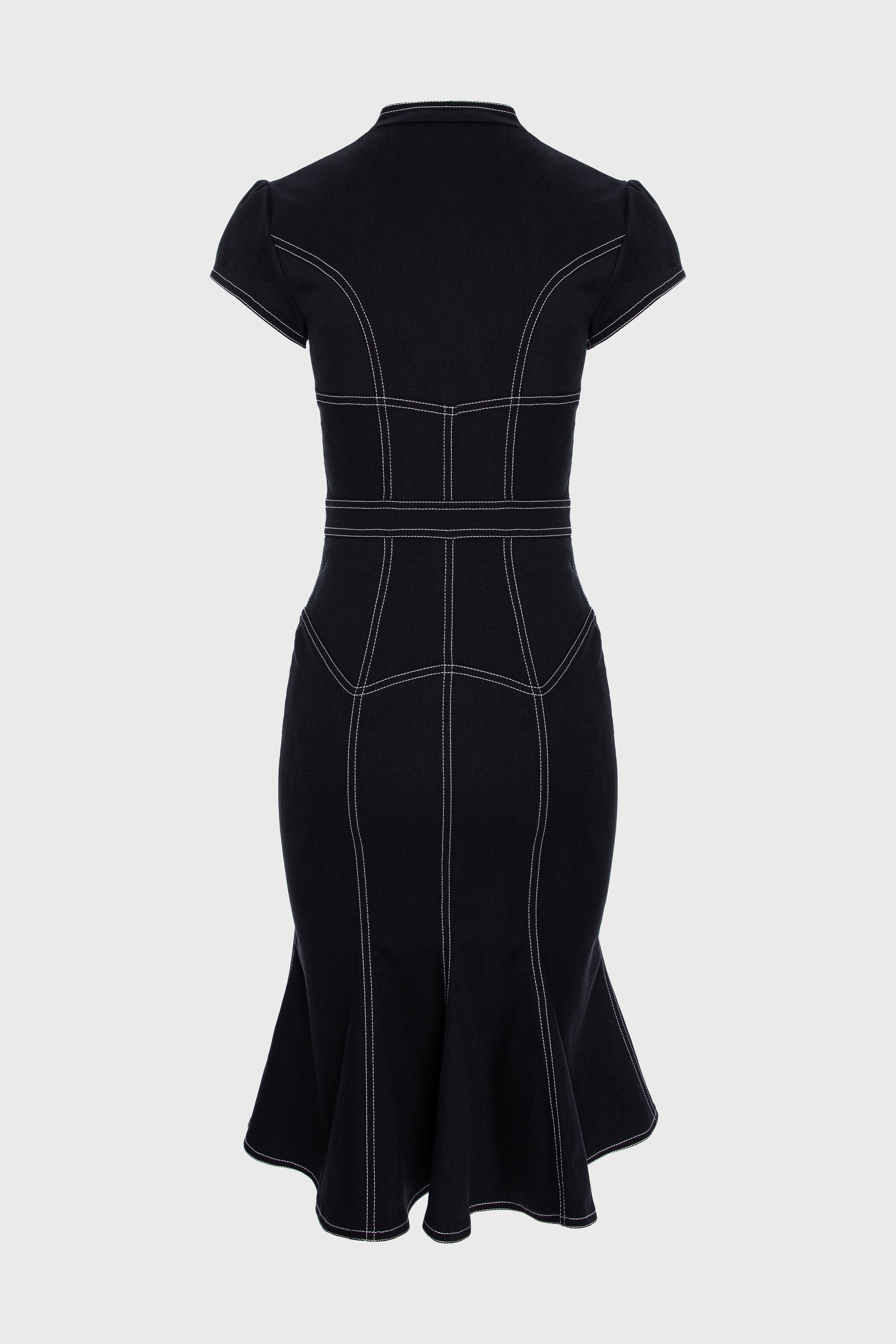 Underline Denim Dress Black