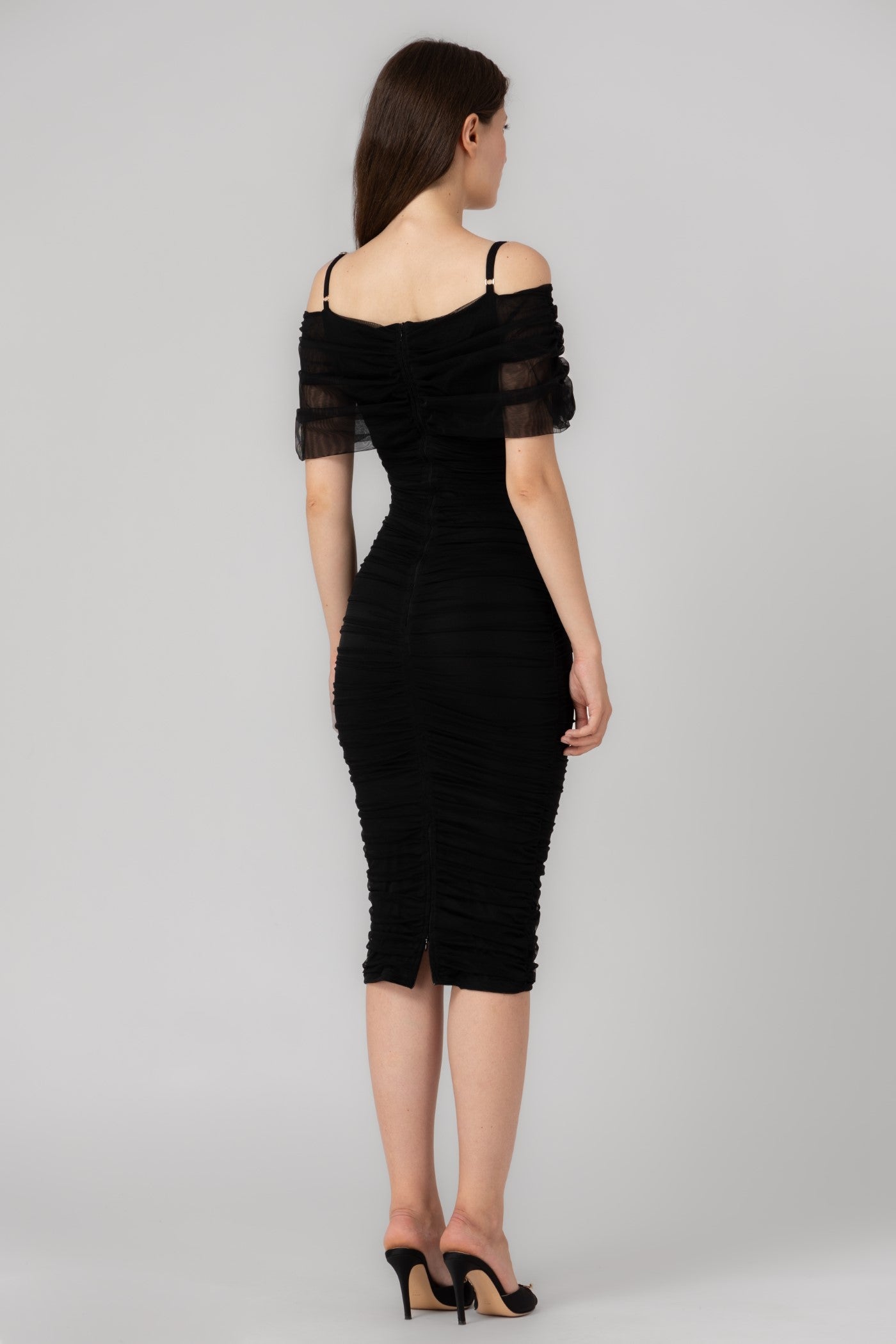 Rochie neagra mulata din tul elastic Unveil