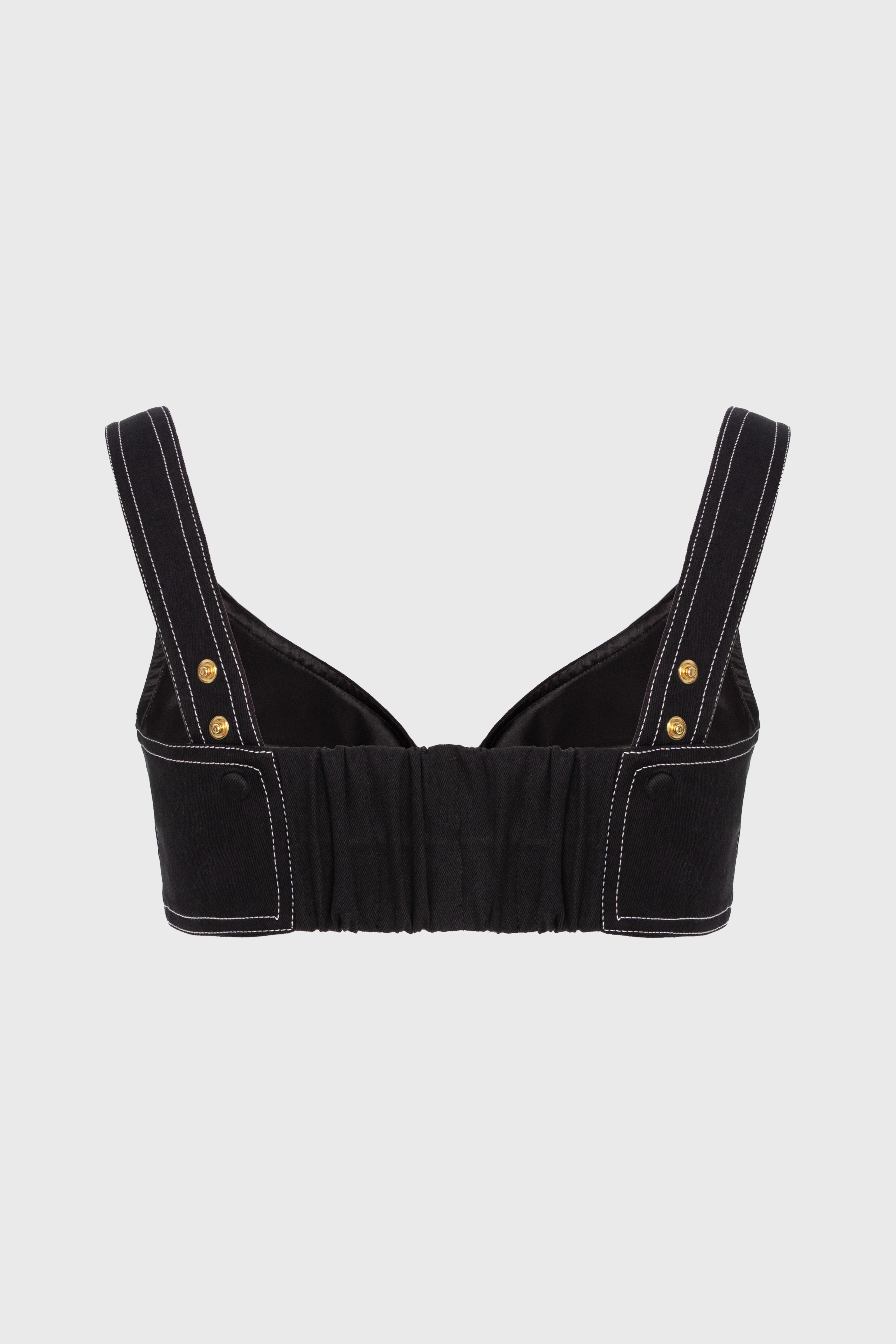 Bustiera neagra din denim bi-elastic Underline