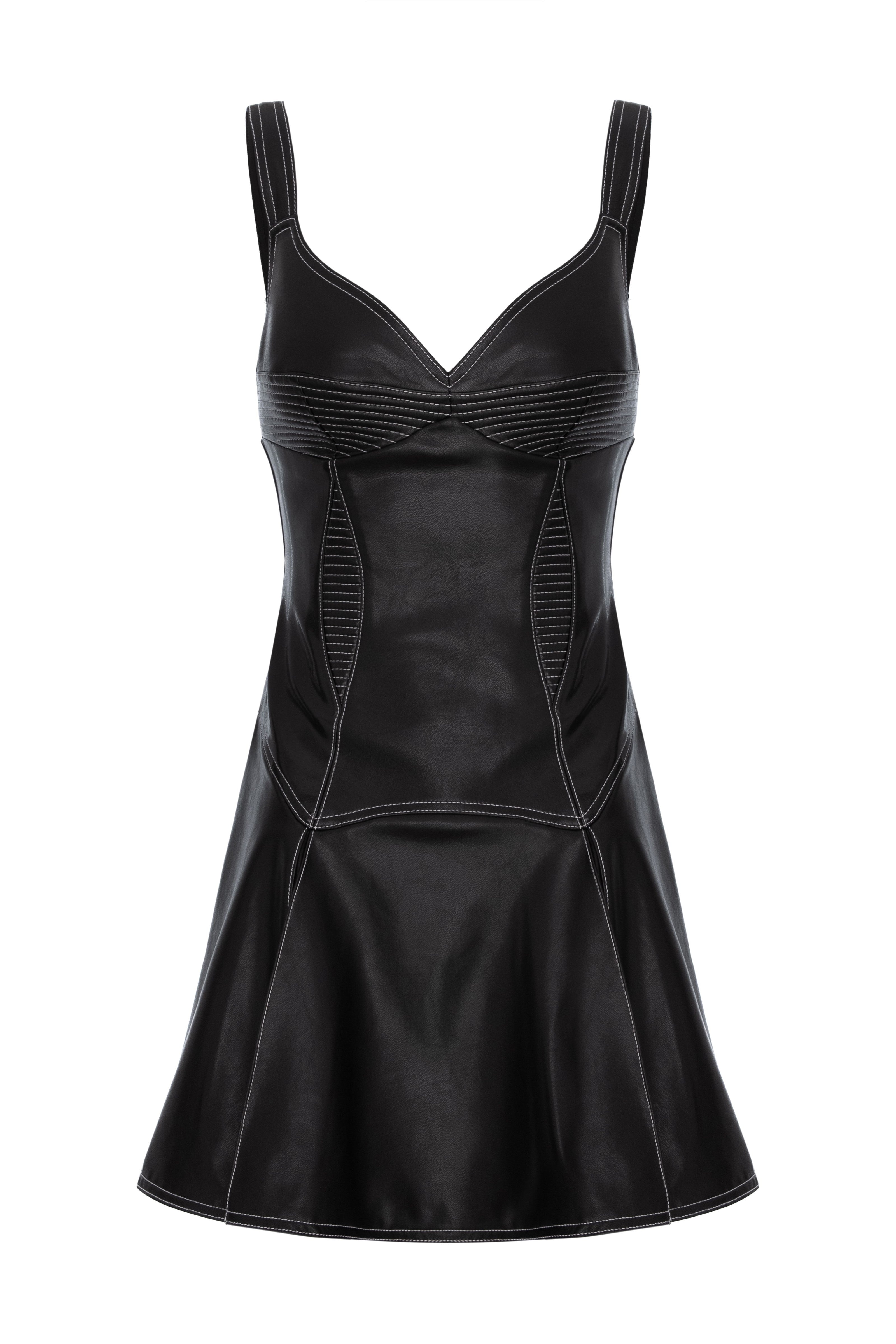 Haze Leather Mini Dress Black