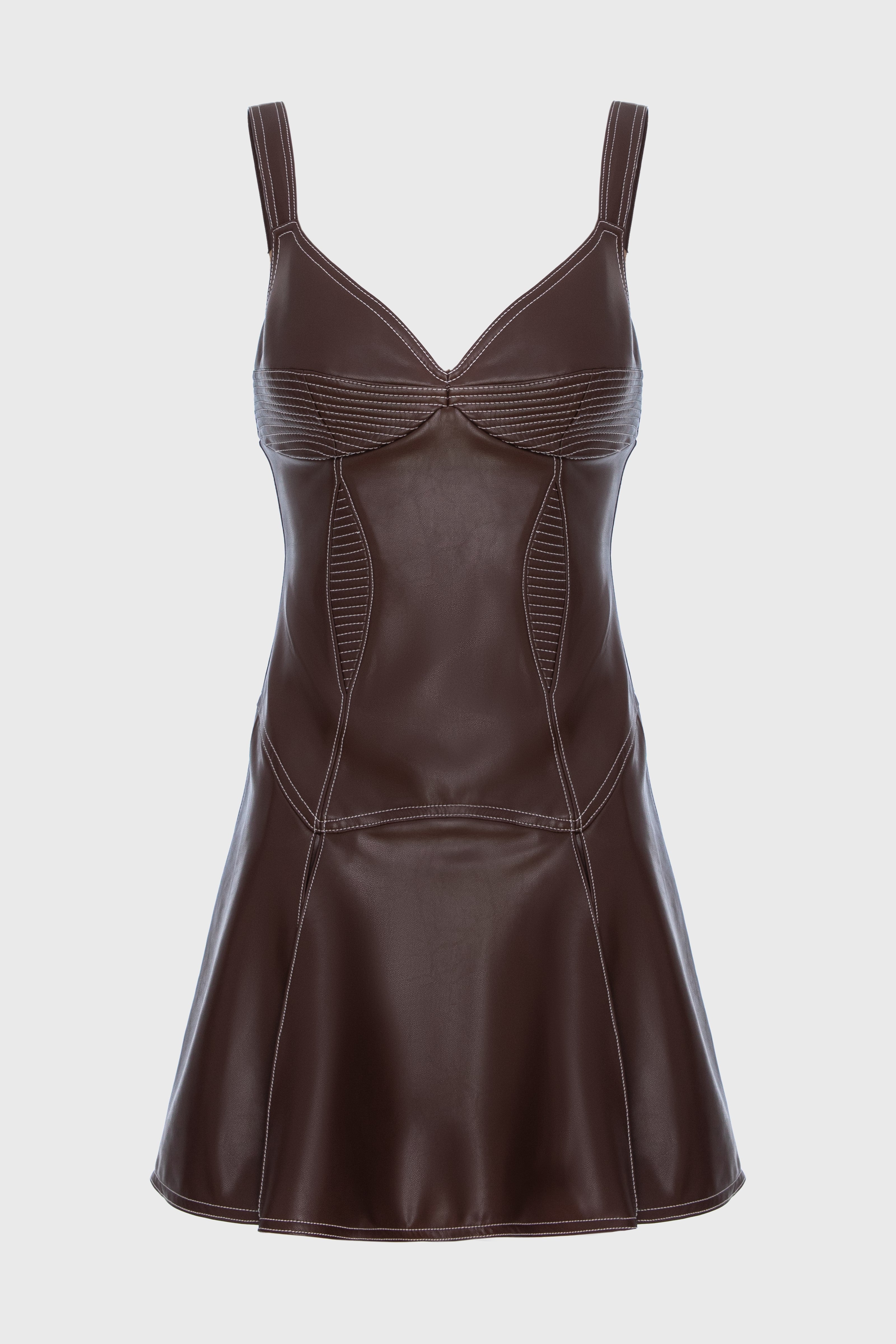 Haze Leather Mini Dress Brown