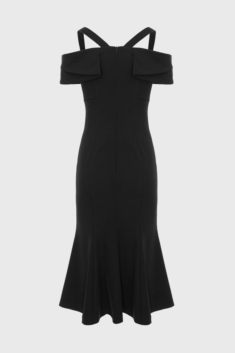 Rochie neagra midi cu cupe retro Candy