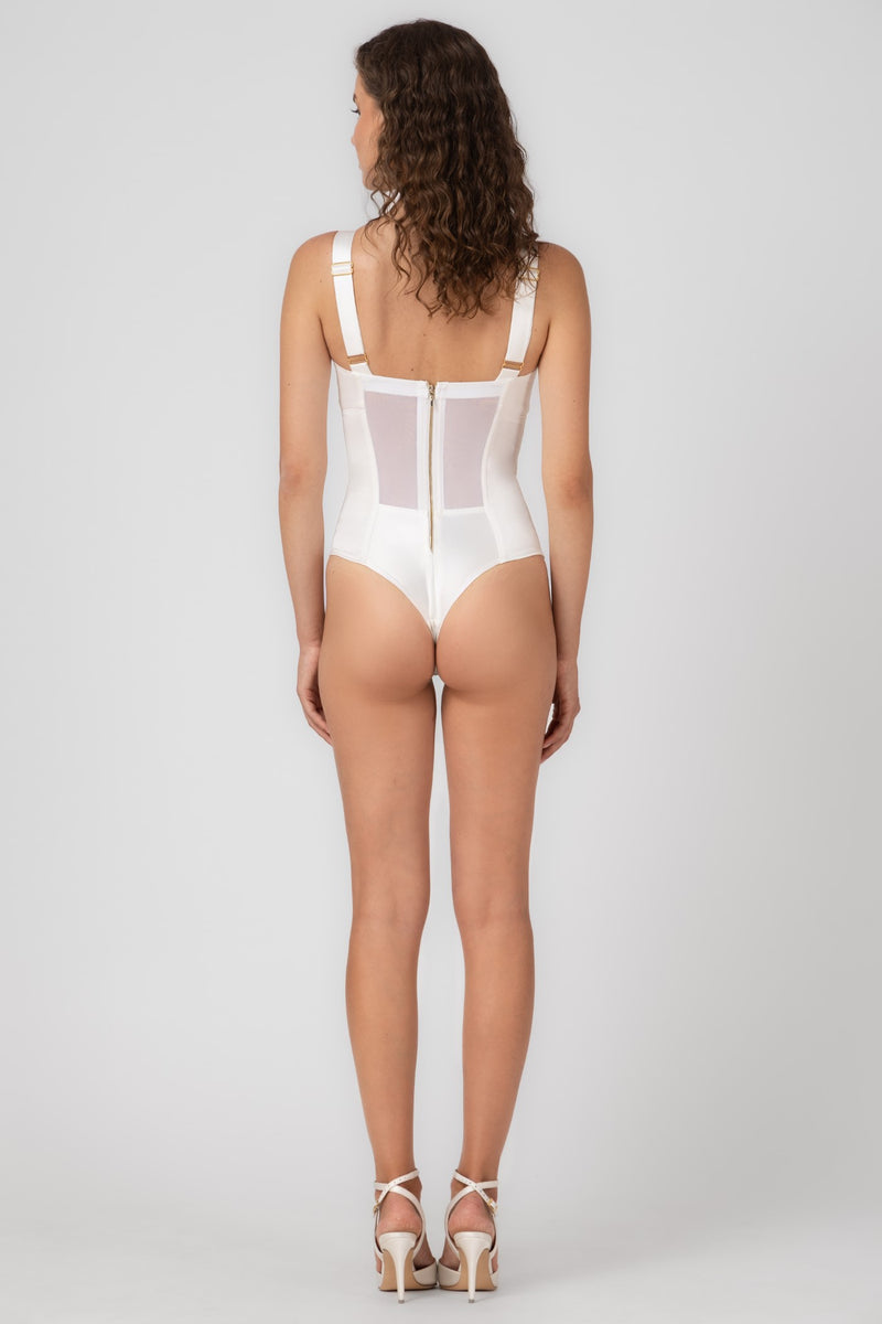 Satin Sculpt Bodysuit White