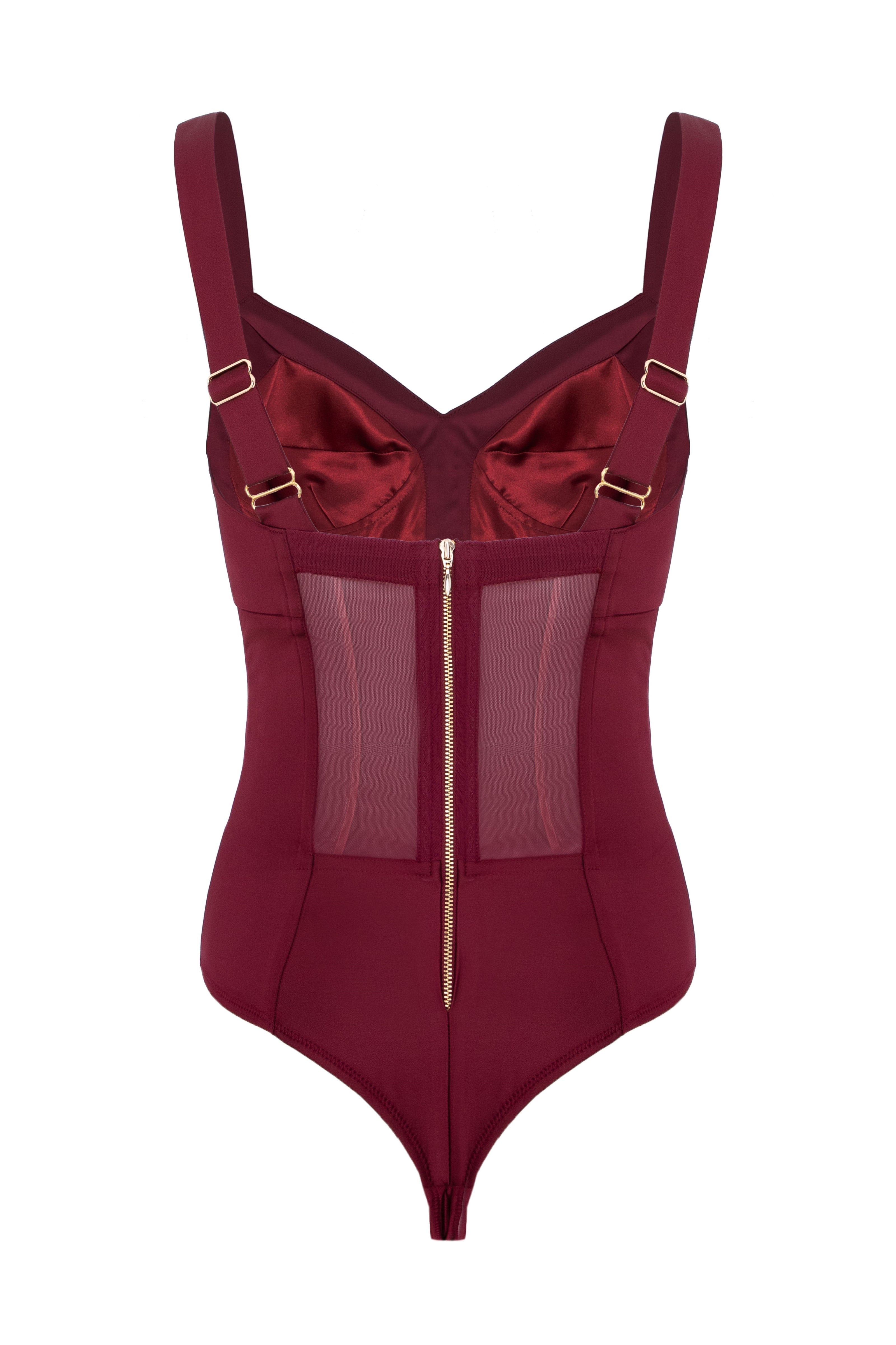 Satin Sculpt Bodysuit Wine