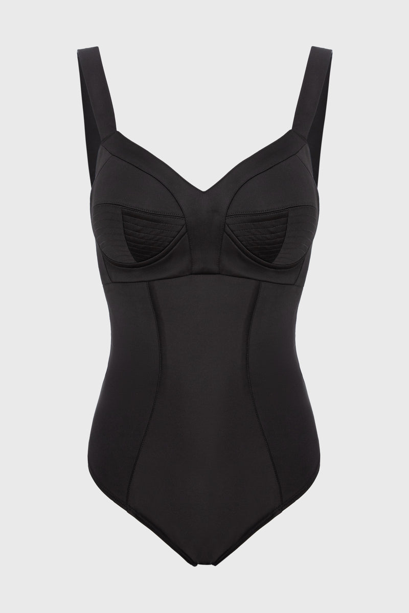 Satin Sculpt Bodysuit Black