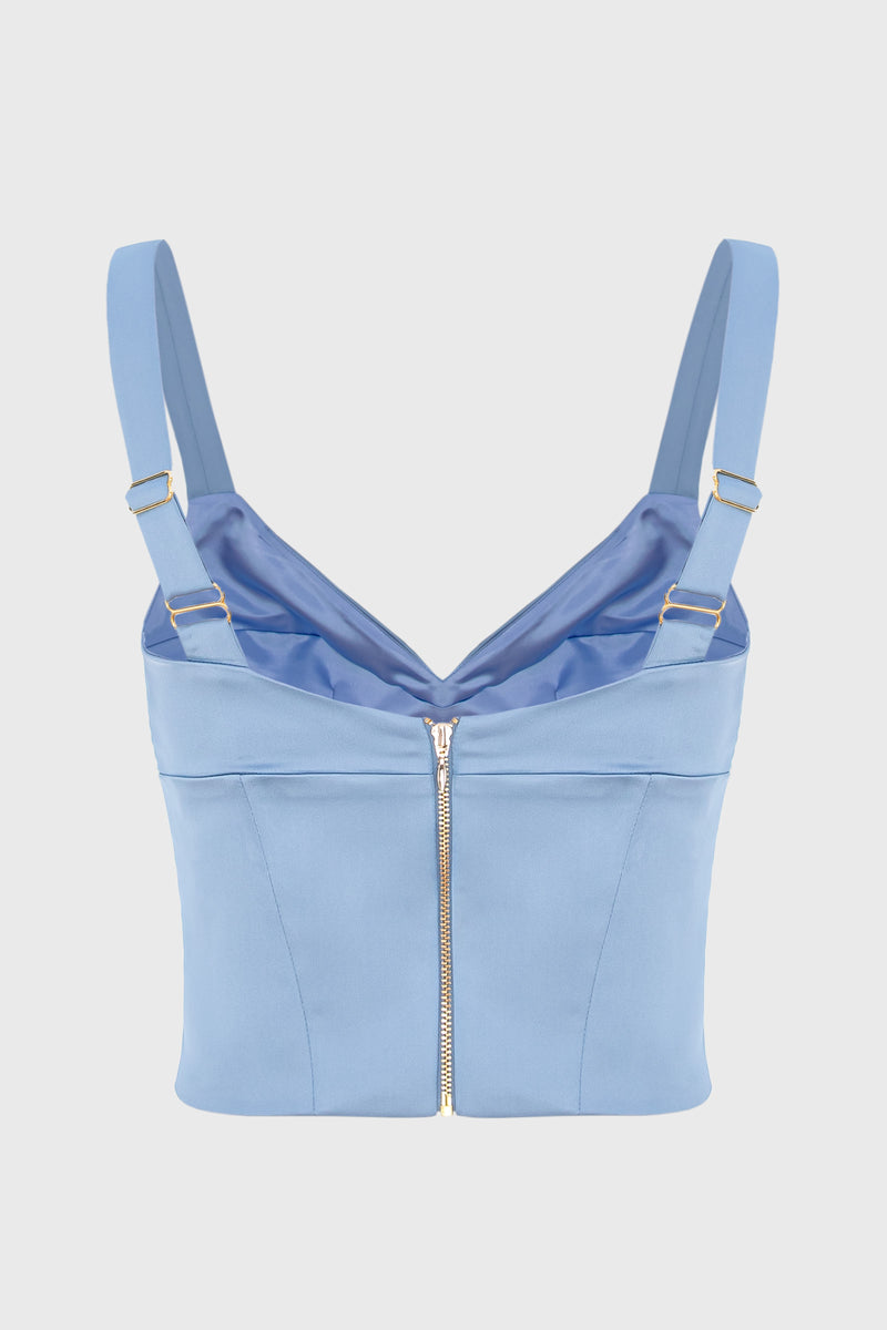 Corset albastru din satin elastic Haze