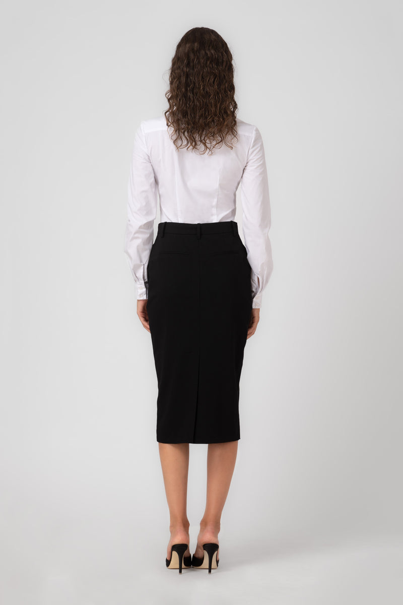 Fusta neagra midi clasica lana Formal
