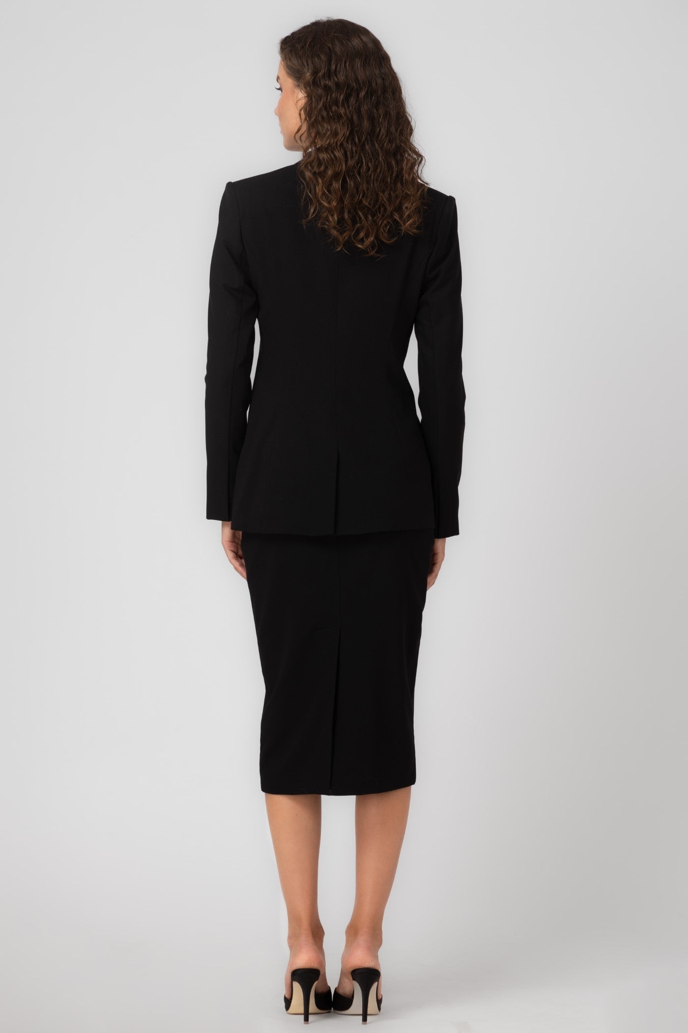 Fusta midi neagra clasica cu buzunare Formal