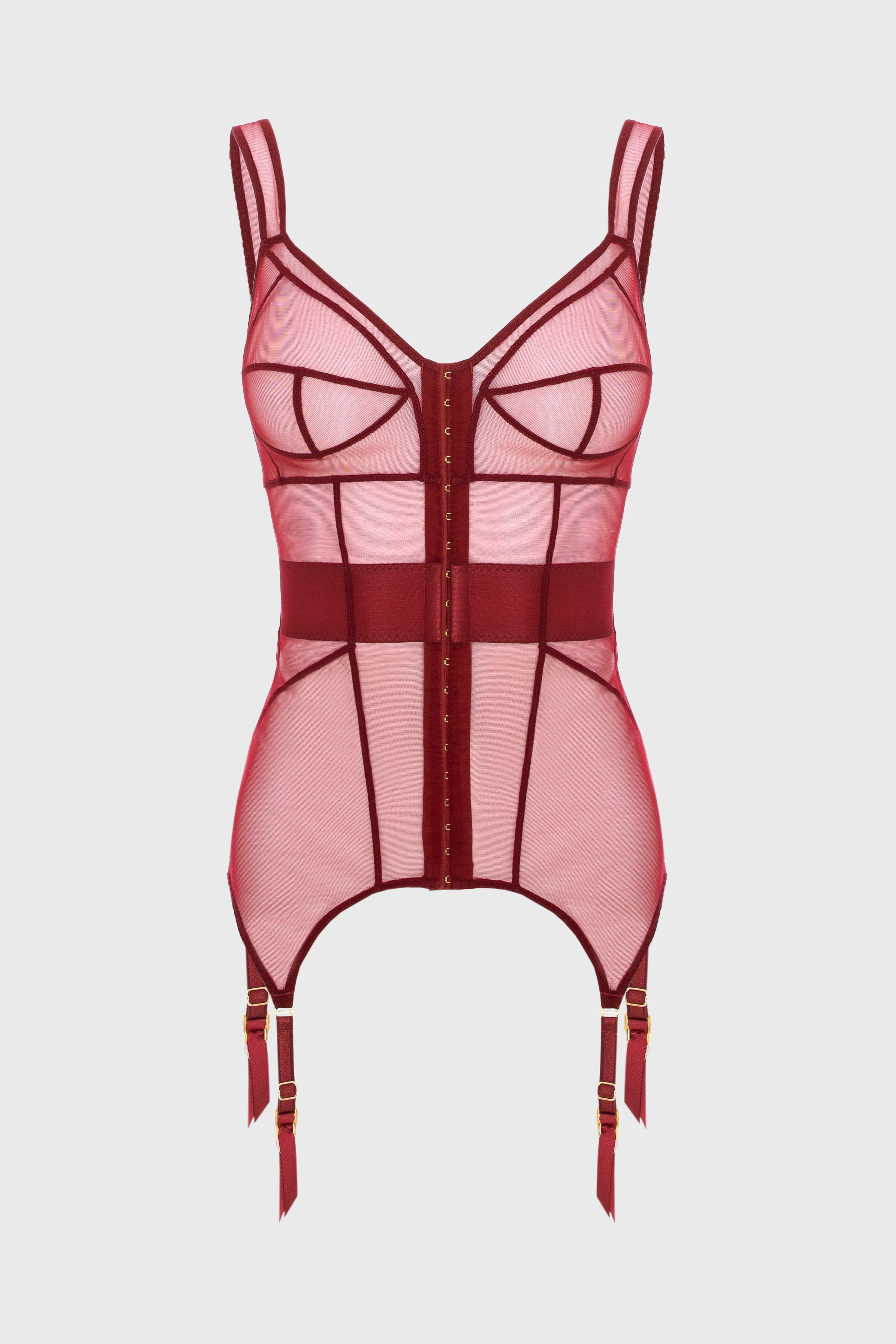Zest Bi-Stretch Sheer Corset Dark Red