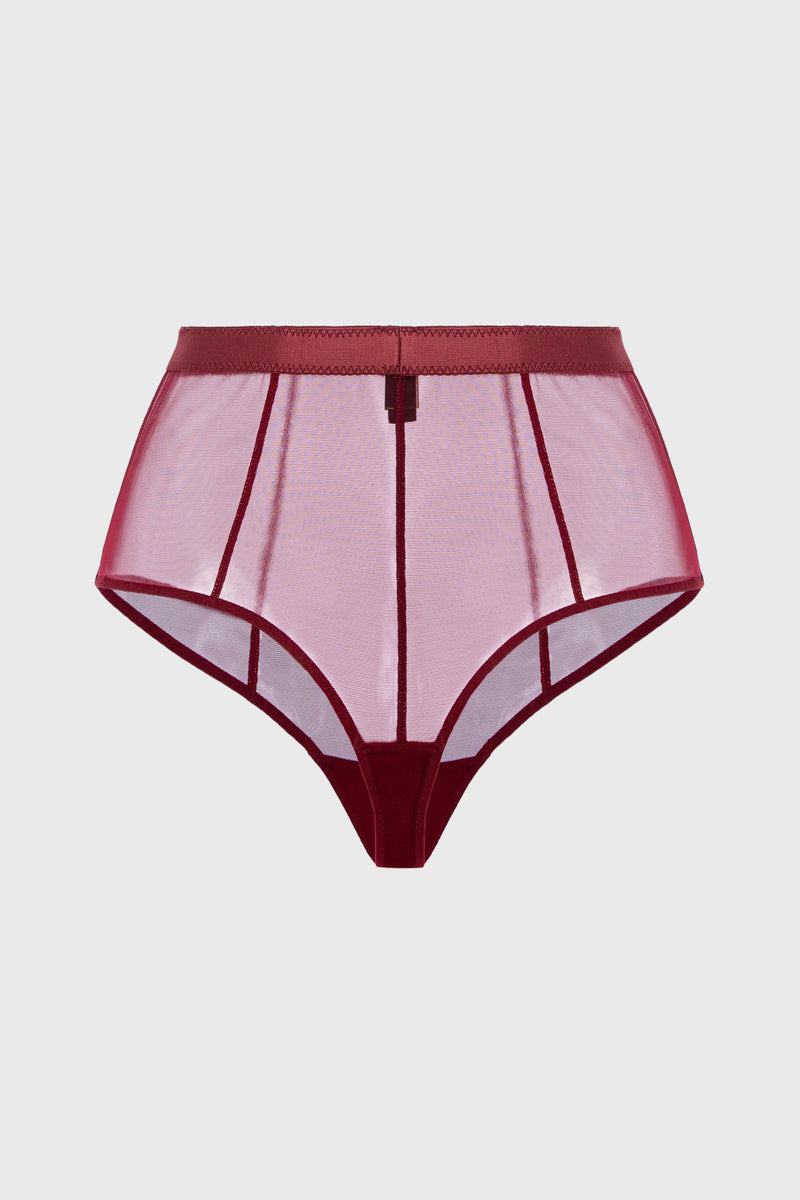 Sculpt Bi-Stretch Sheer Panties Dark Red