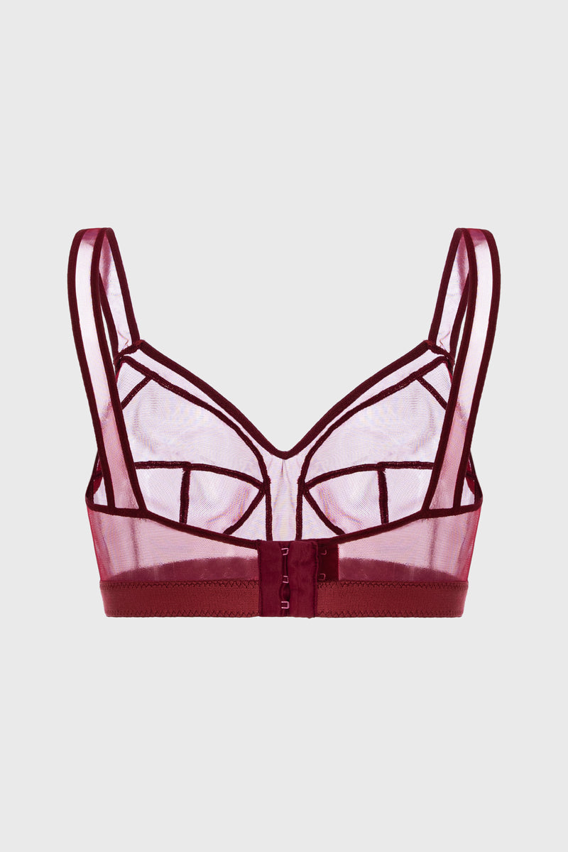 Sculpt Bi-Stretch Sheer Bra Top Dark Red