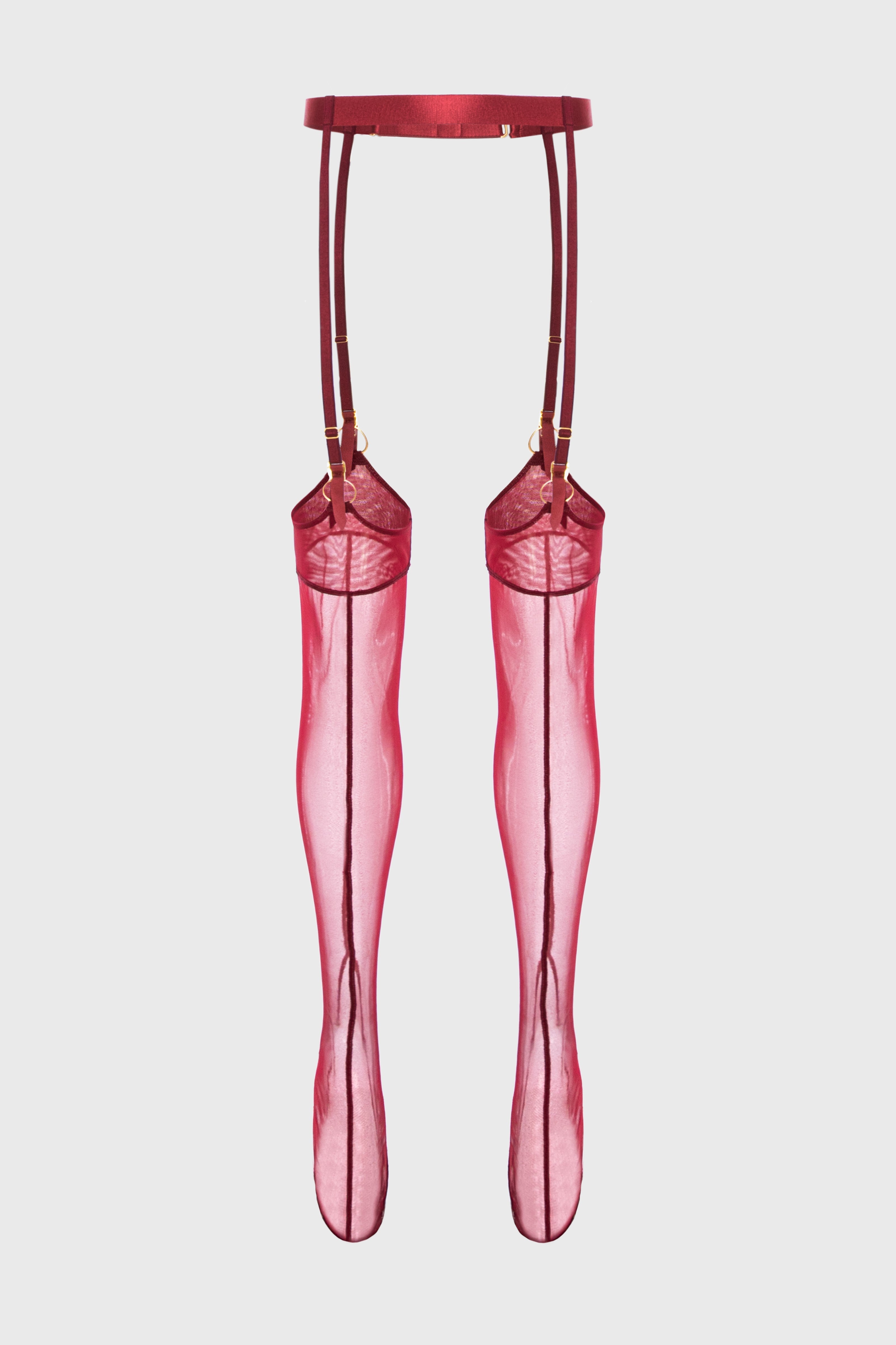 Hold-Up Mesh Stockings Dark Red