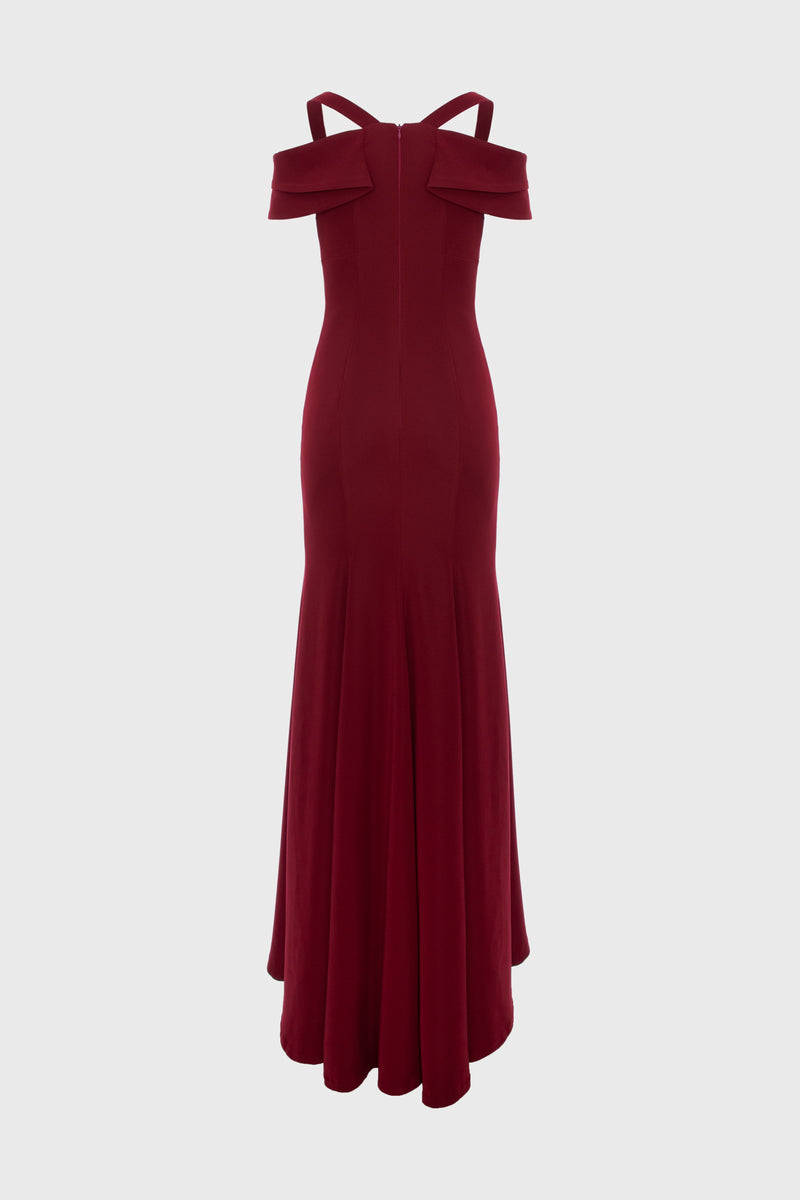 Rochie rosu burgund lunga cu cupe retro Candy