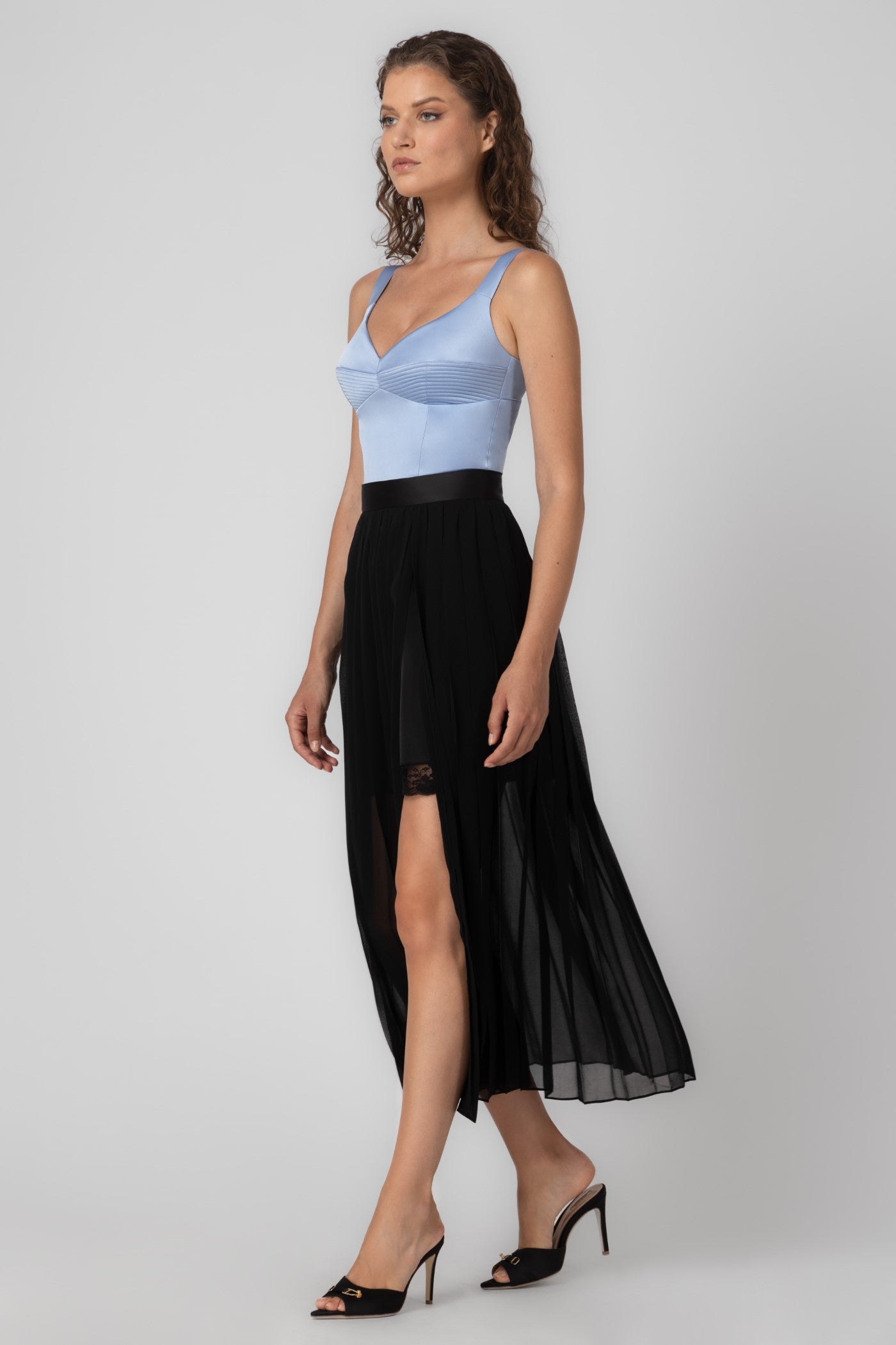 Corset albastru deschis din satin elastic Haze