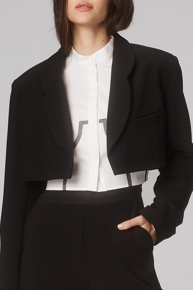 Formal Cropped Blazer Black