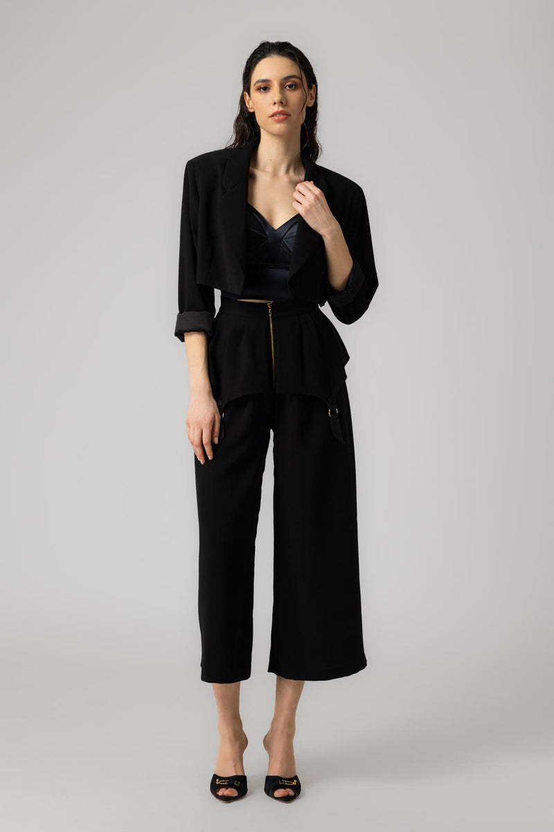 Formal Cropped Blazer Black