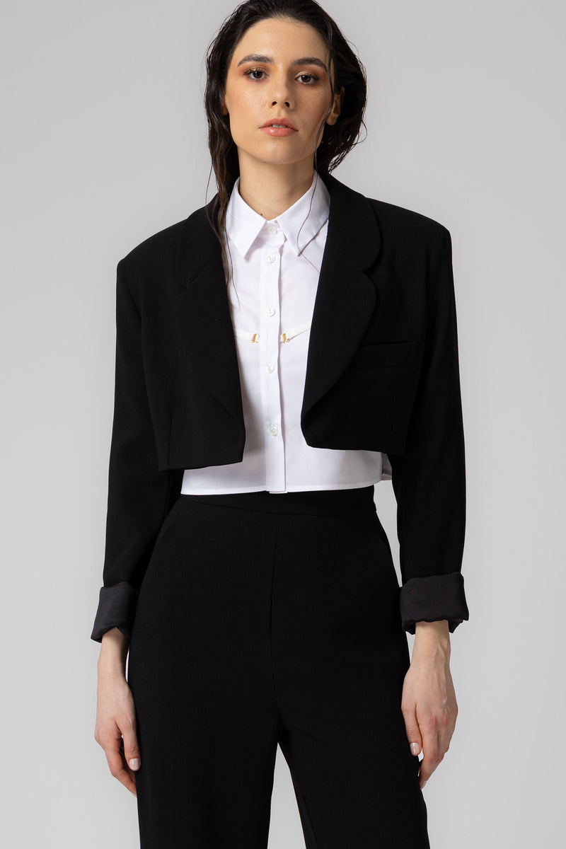 Formal Cropped Blazer Black