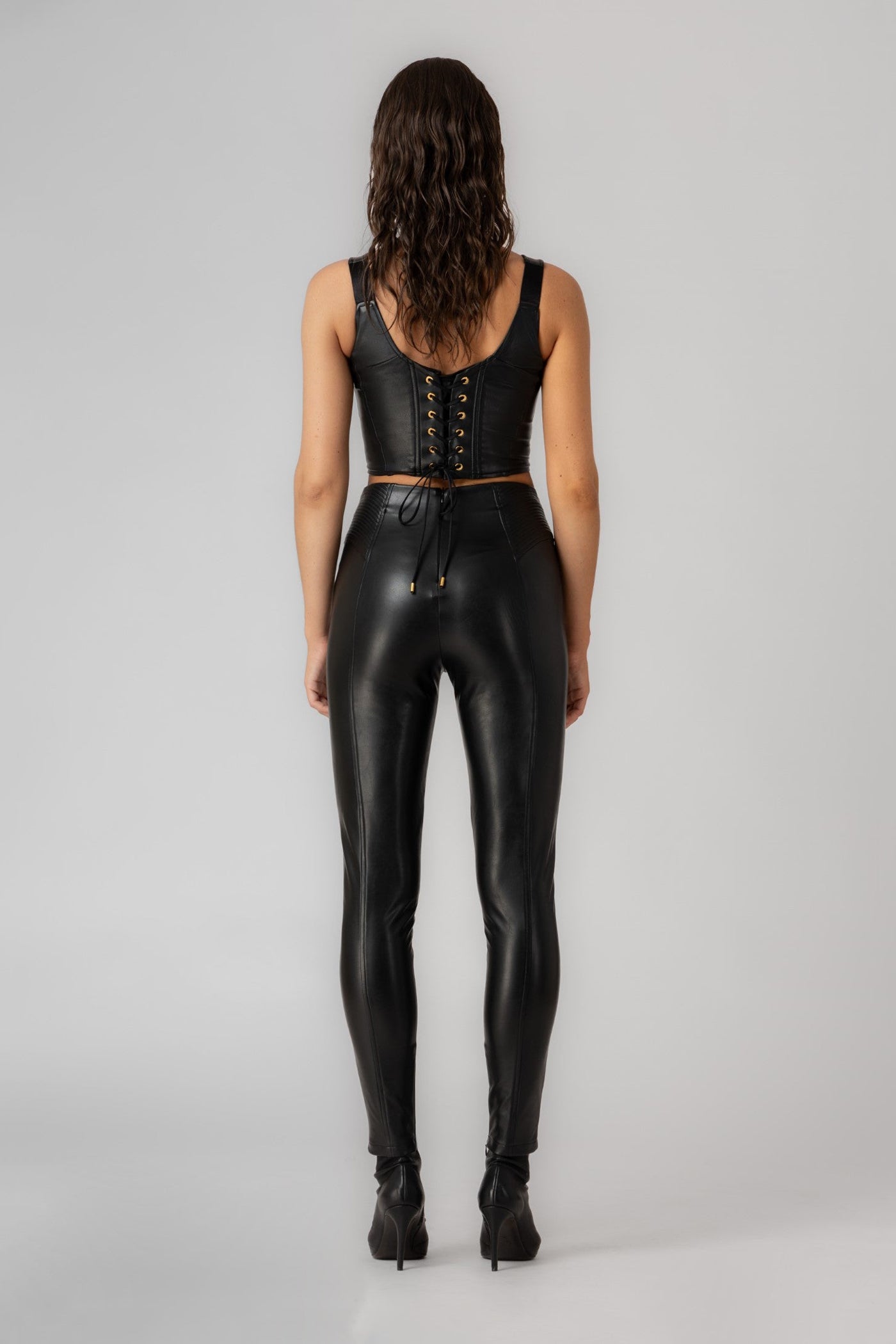 Corset Leather Bra Top Black