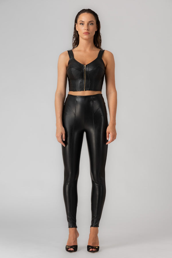 Shape Leather Leggings Black