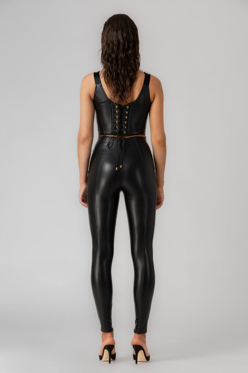 Shape Leather Leggings Black