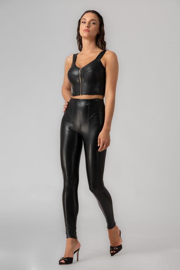 Shape Leather Leggings Black