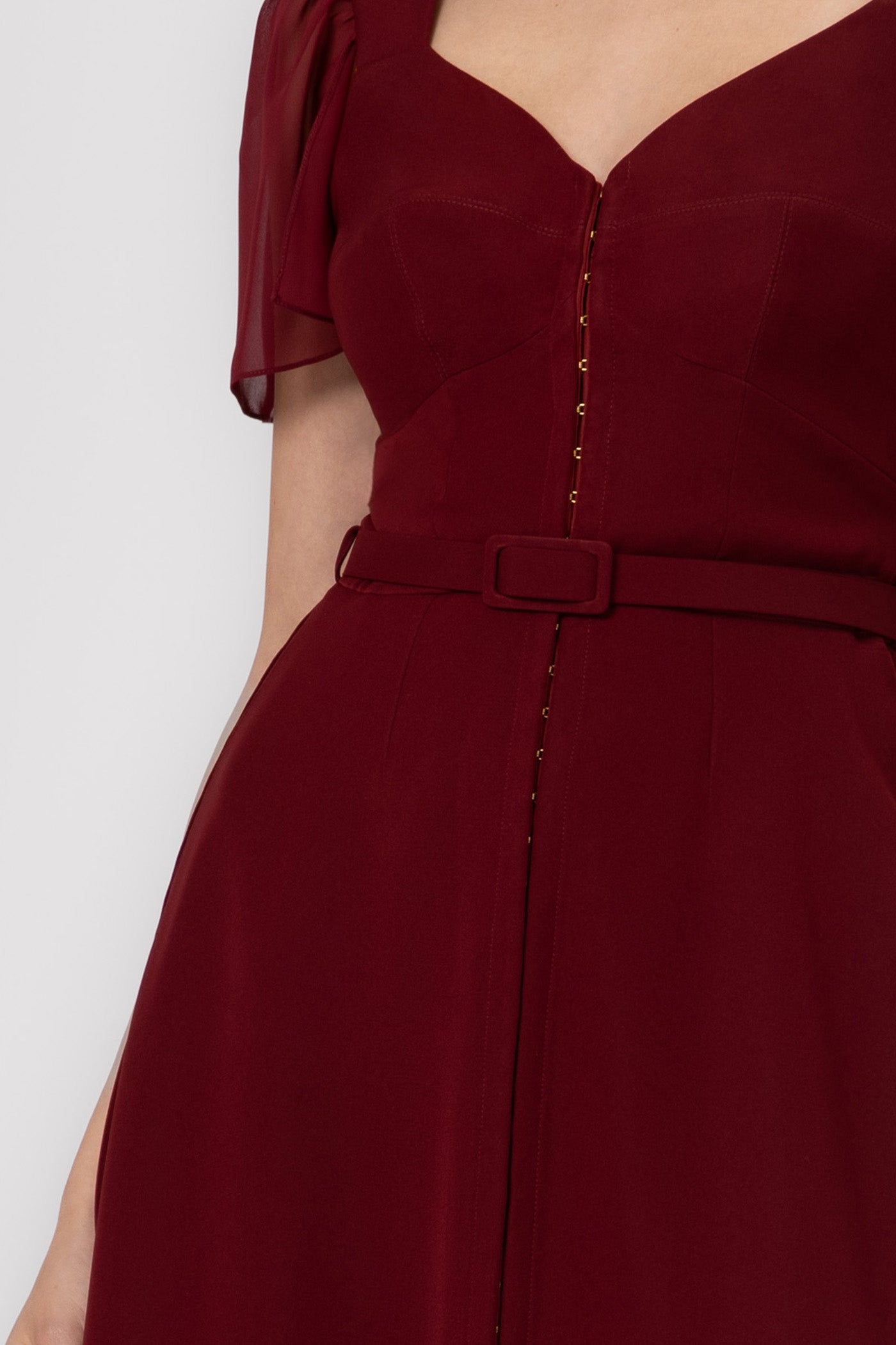 Diversion dark red satin midi dress
