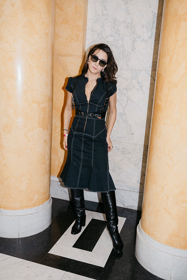 Mood image for Rochie neagra din denim bi-elastic Underline