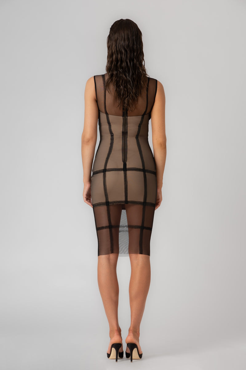 Rochie neagra midi din tul si microfibra Figure