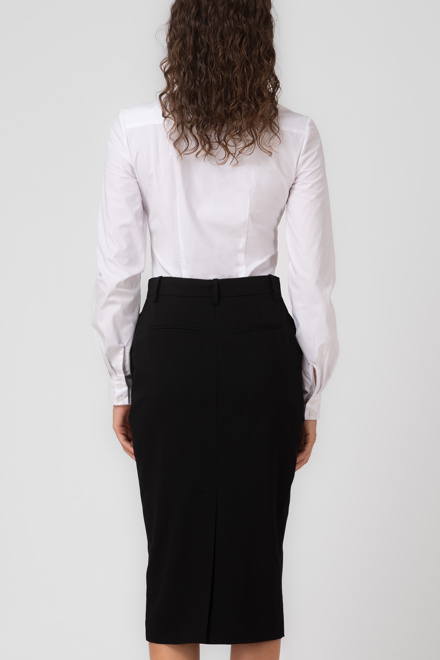 Fusta midi neagra clasica cu buzunare Formal
